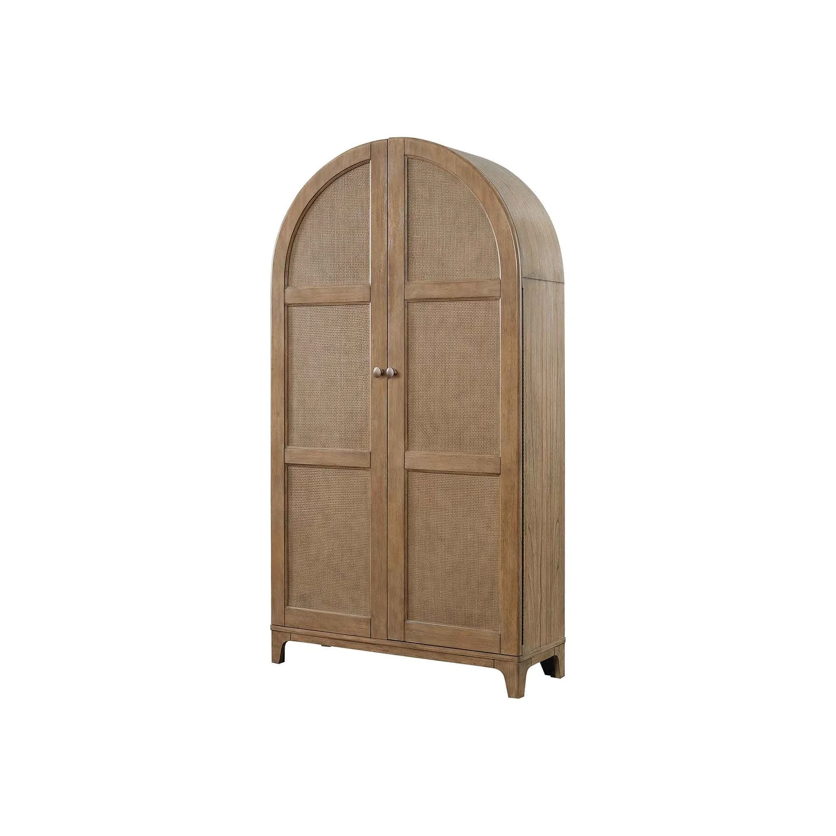 Coastal Arch shaped Bar Cabinet, Dining Cabinet, Fully Assembled, Brown
