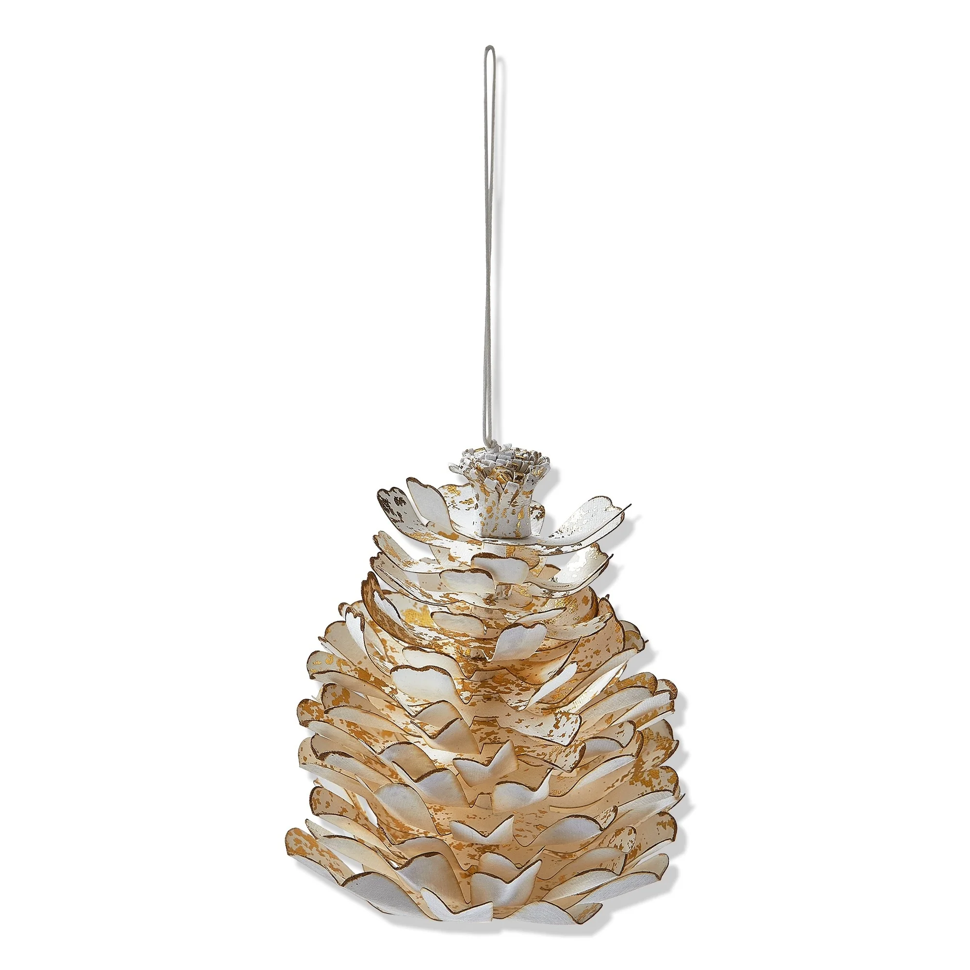 Paper Pinecone White Christmas Ornament XMAS Festive Winter Holidays Artificial Real Pine Tree Home Décor Decoration