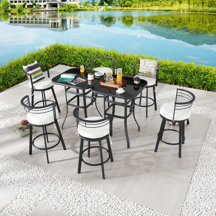 Abrom Square 6 - Person Bar Height Dining Set with Cushions