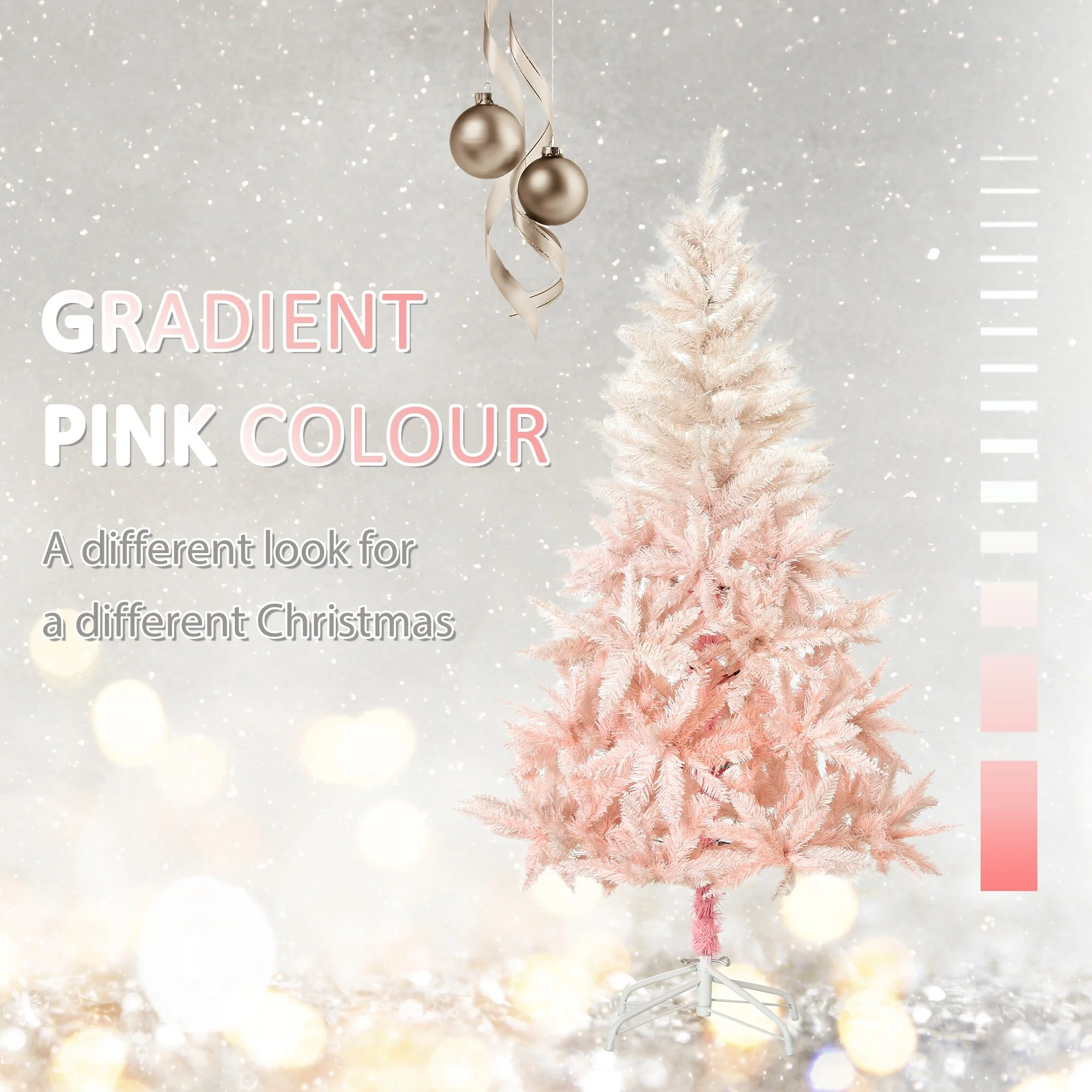Unlit Spruce Artificial Christmas Tree With Realistic Branches And Tips, Pink