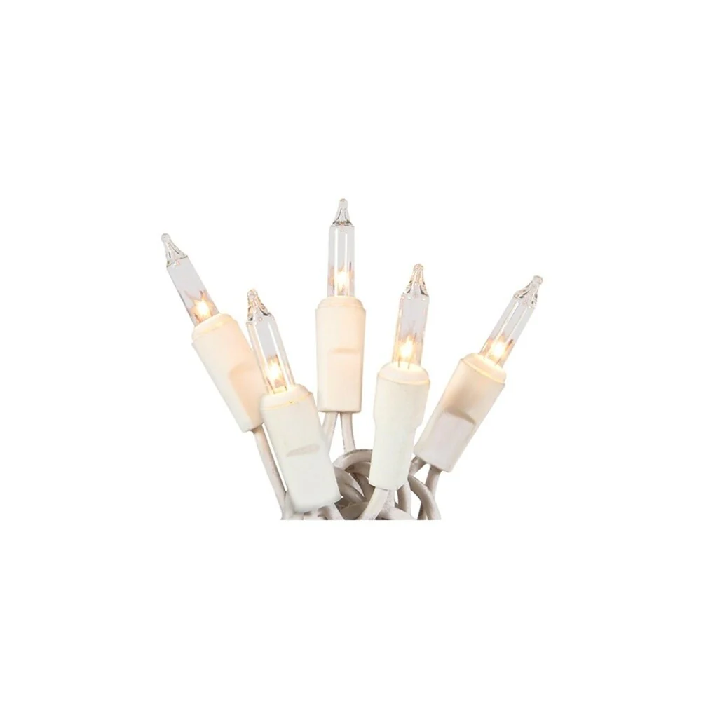Set of 10 Battery Operated Clear Mini Christmas Lights - White Wire