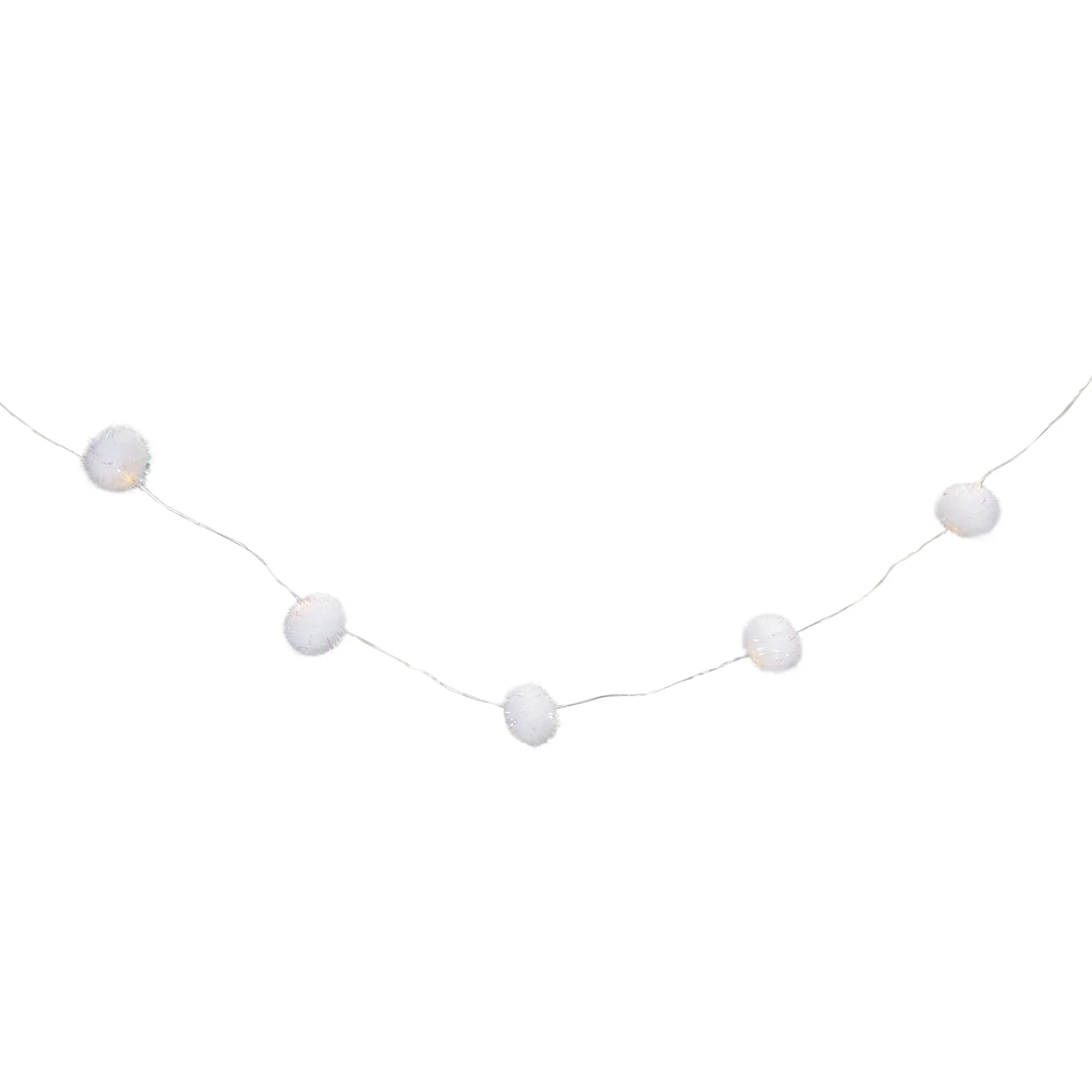 15 B/O LED Warm White Tinsel Pop Ball Christmas Lights 4.5' Clear Wire