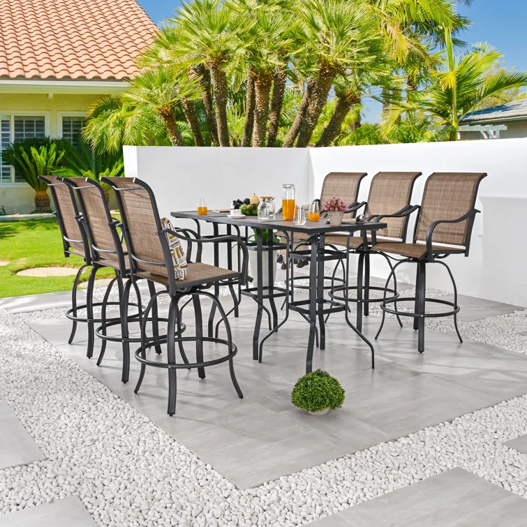 Square 6 - Person Bar Height Bistro Dining Set