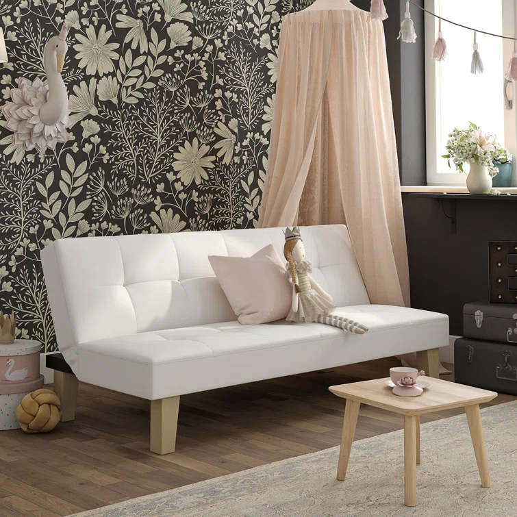 Achsah Twin 69'' Faux Leather Convertible Sofa