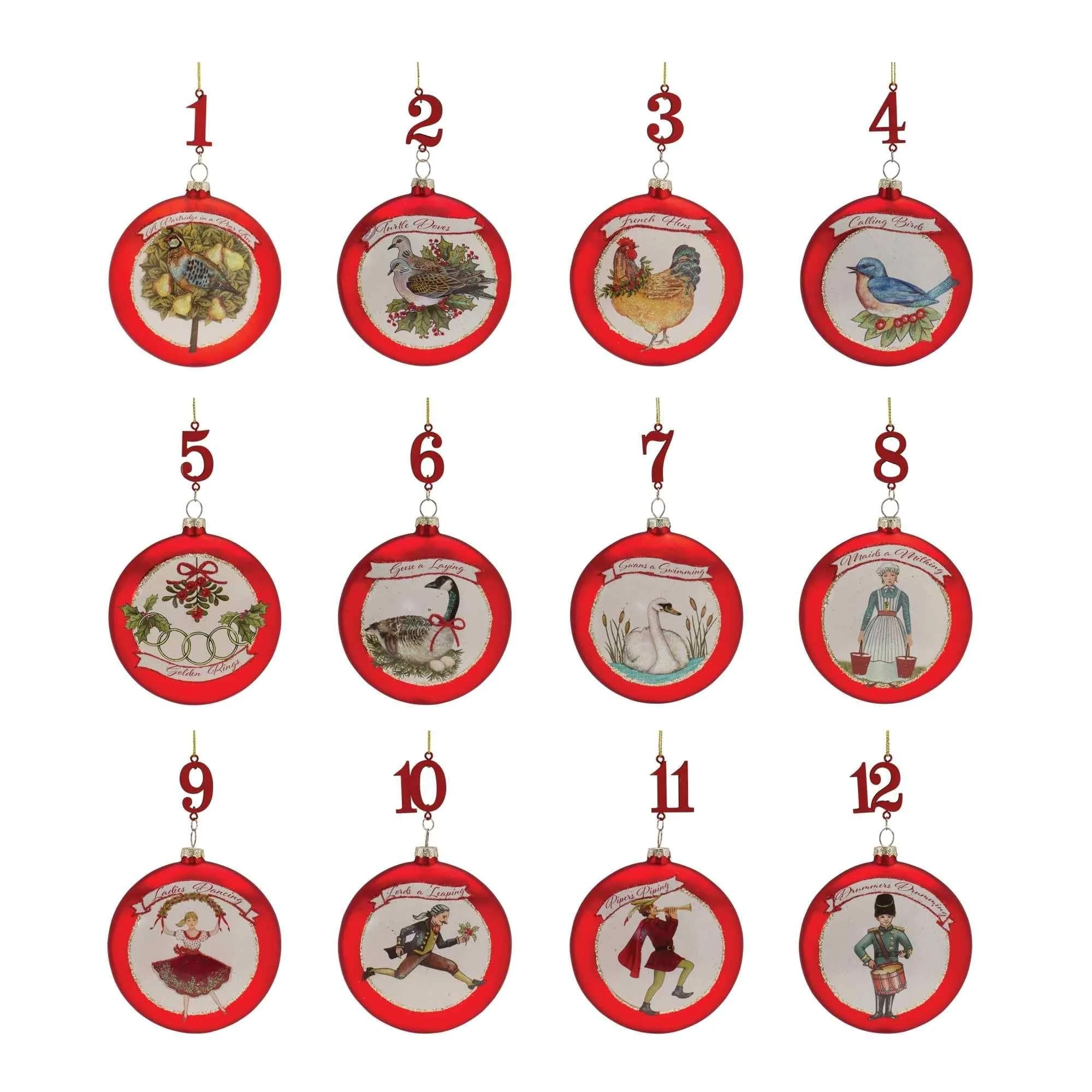 Twelve Days of Christmas Disc Ornaments 4.75