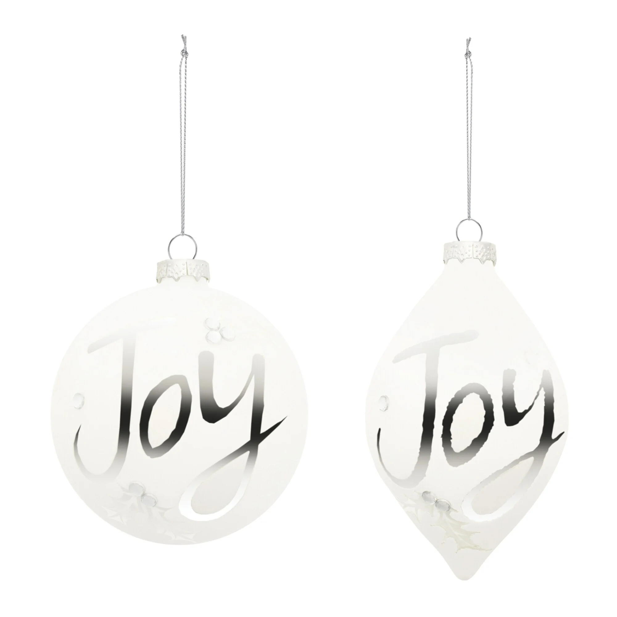 Joy Frosted Glass Christmas Ornaments - 5.5