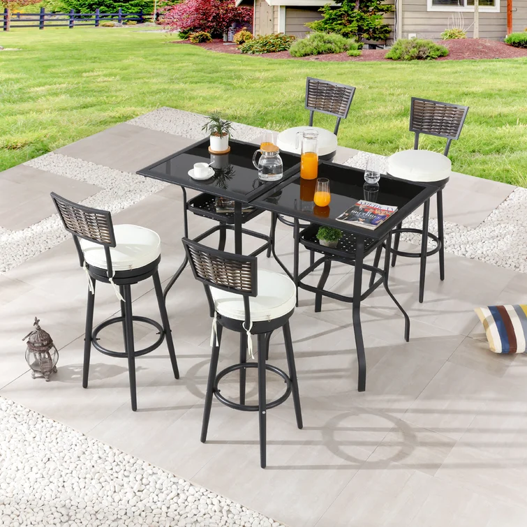 Square 4 - Person Bar Height Dining Set with Cushions