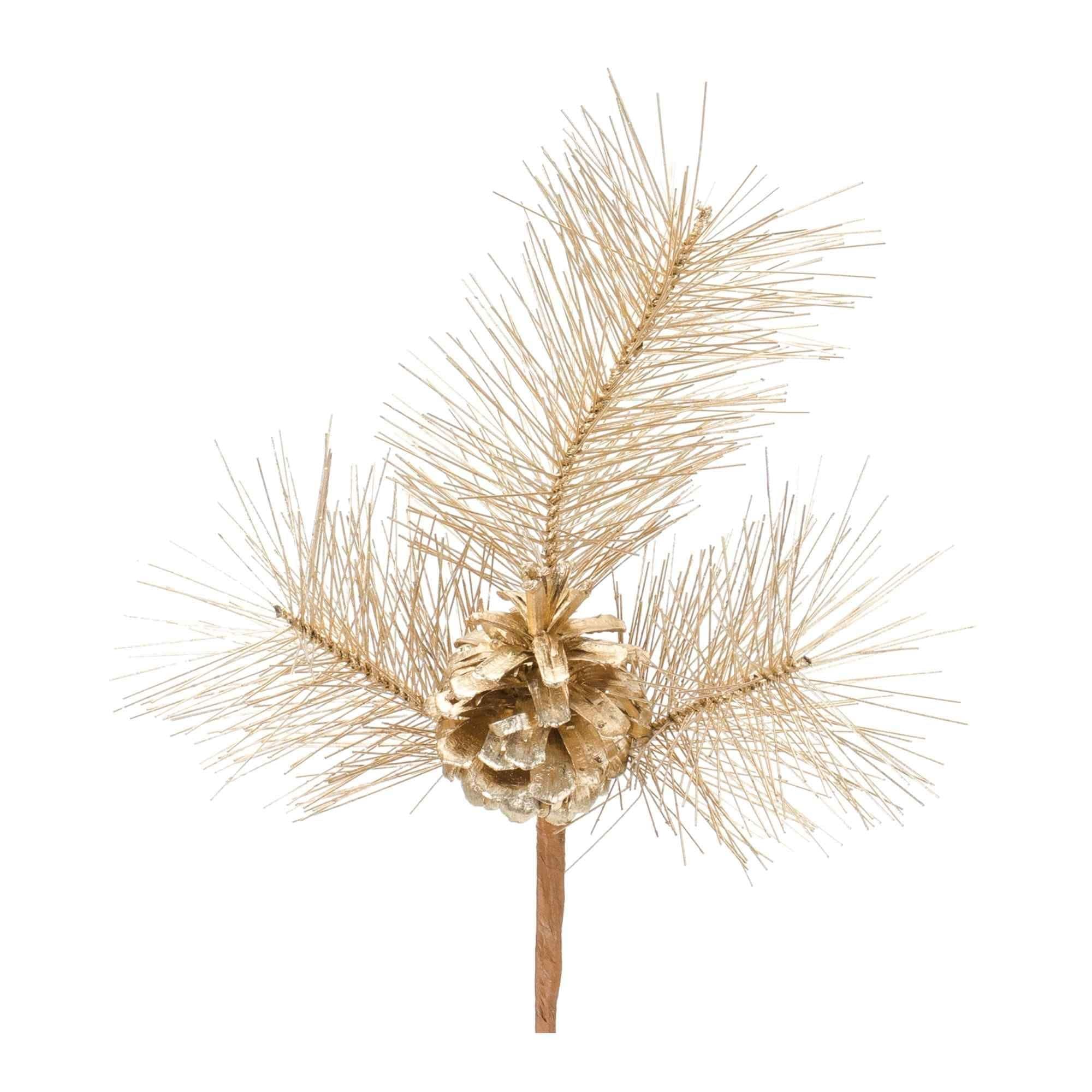 Set of 6 Gold Pine Artificial Christmas Picks 10.5