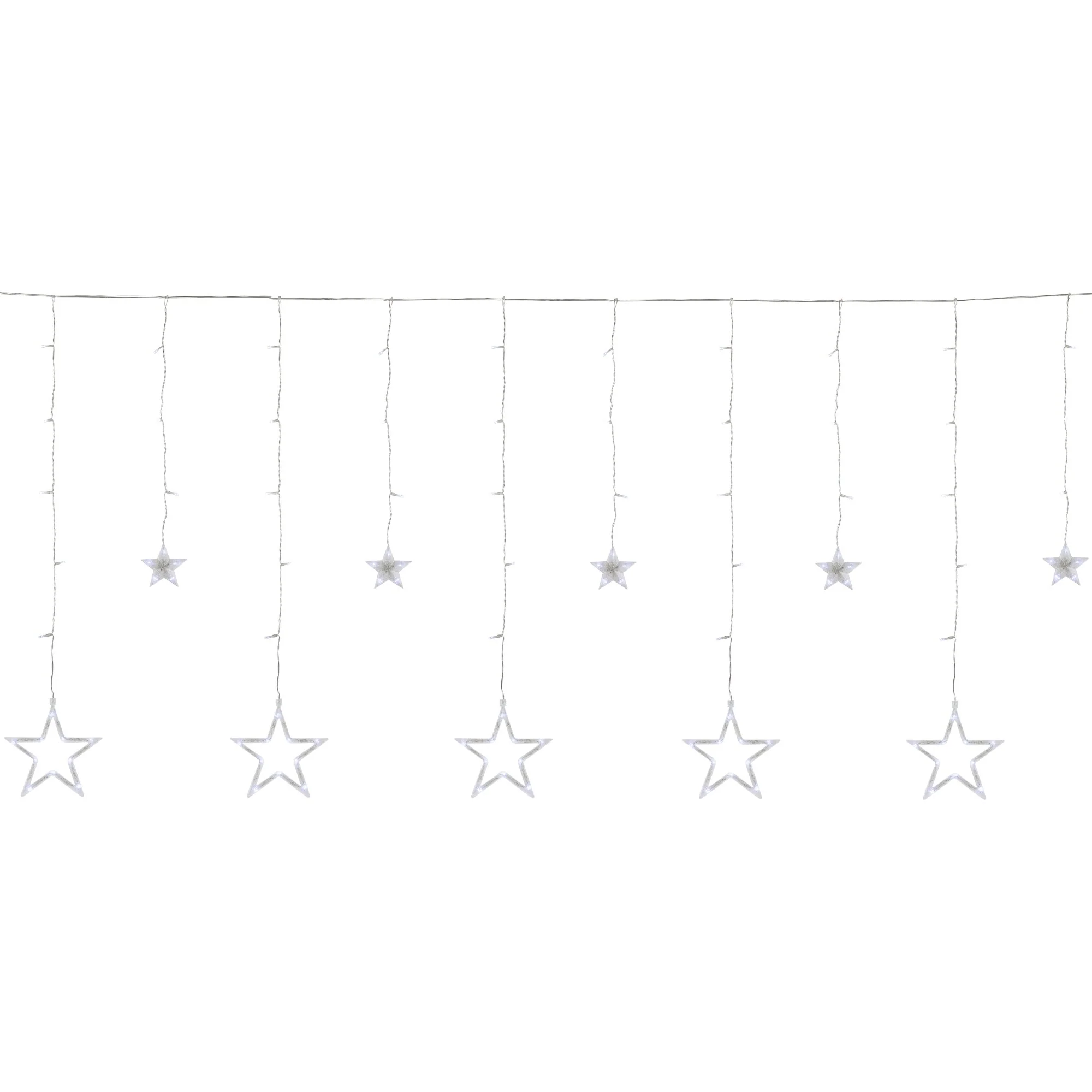 138 ct Christmas Stars Icicle Lights Pure White LED 8.25' Clear Wire