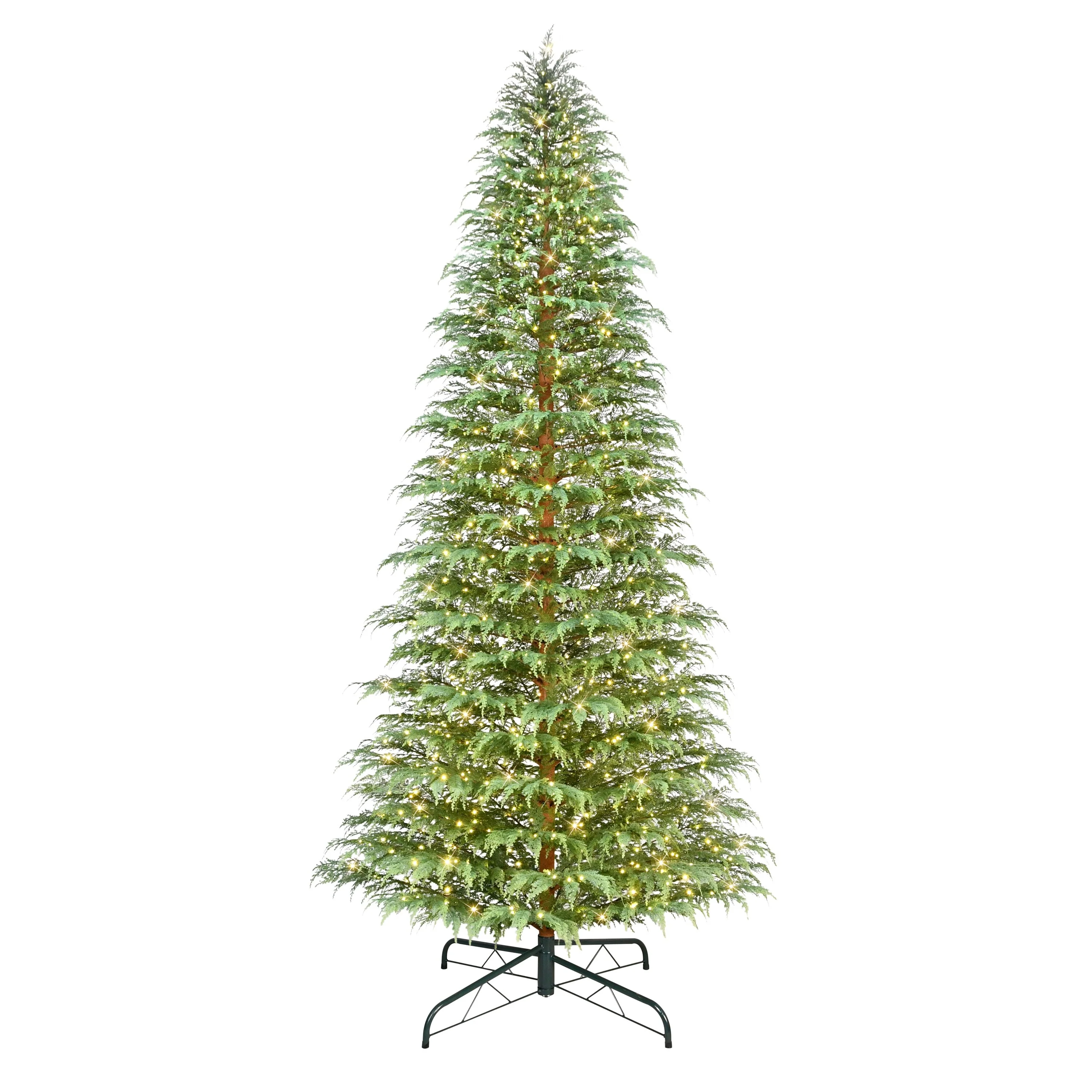 Puleo International 12' Pre-Lit Artificia Cypress Christmas PE Tree with LED Rice Lights