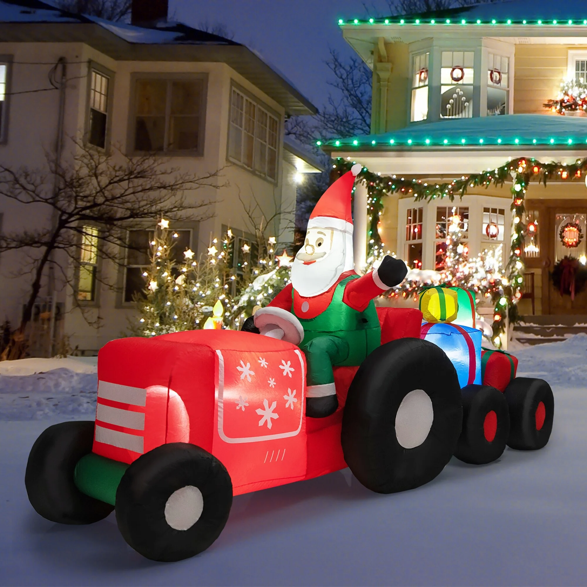 9 FT Christmas Inflatable Santa Claus on Truck with LED Lights