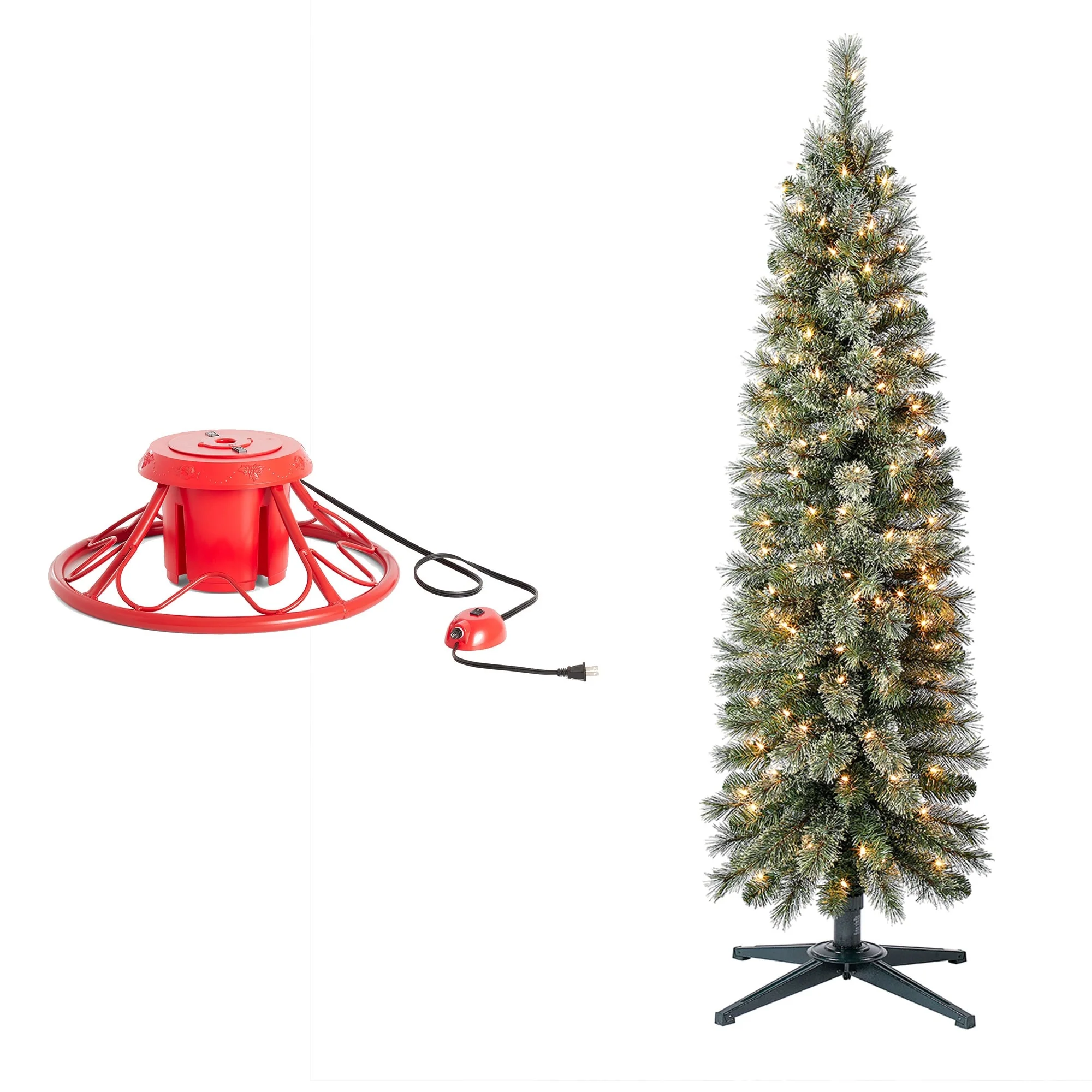 Home Heritage Rotating Tree Stand Base w/Stanley 5' Skinny Pencil Christmas Tree - 15