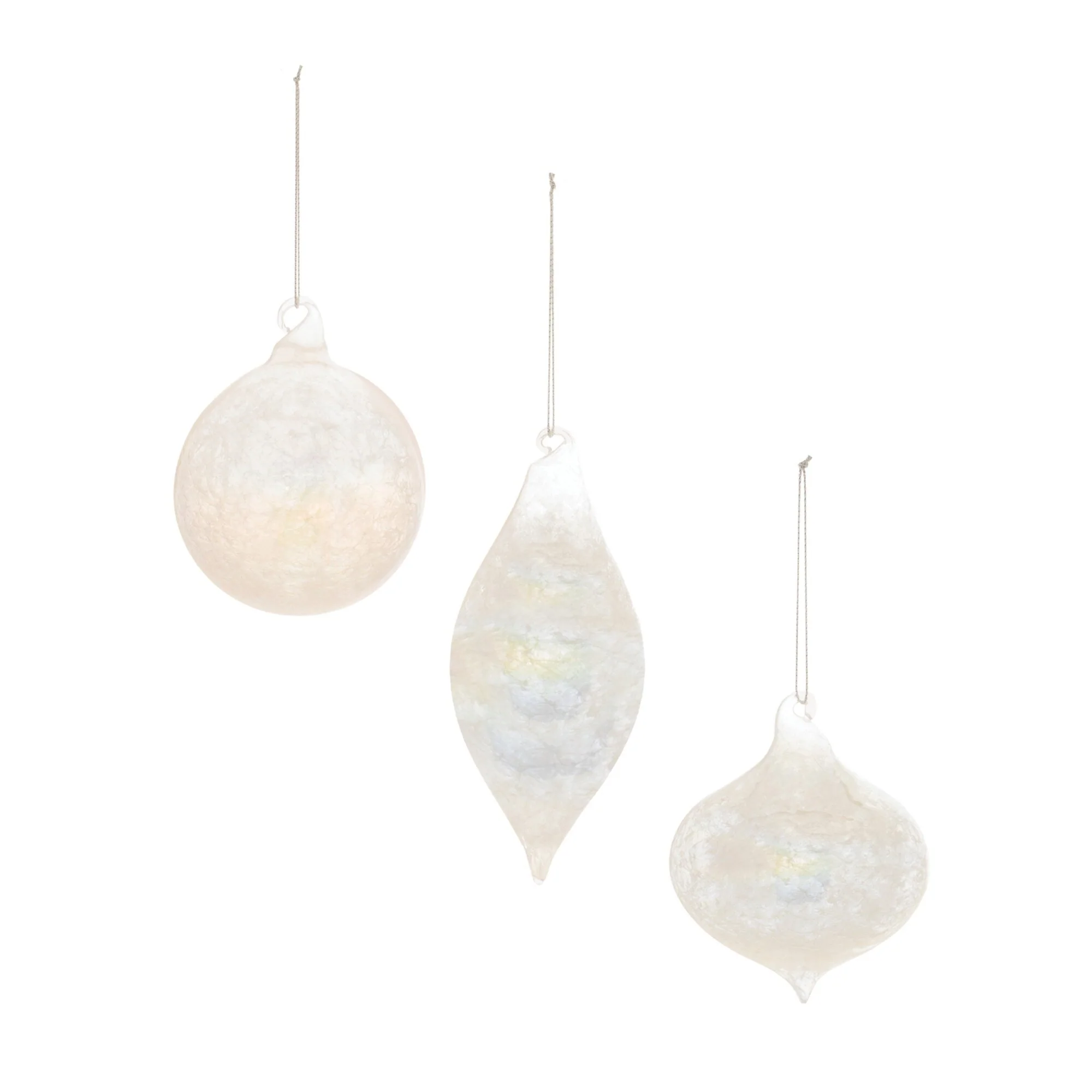 Iridescent Cloudy Glass Christmas Ornaments - 5.5