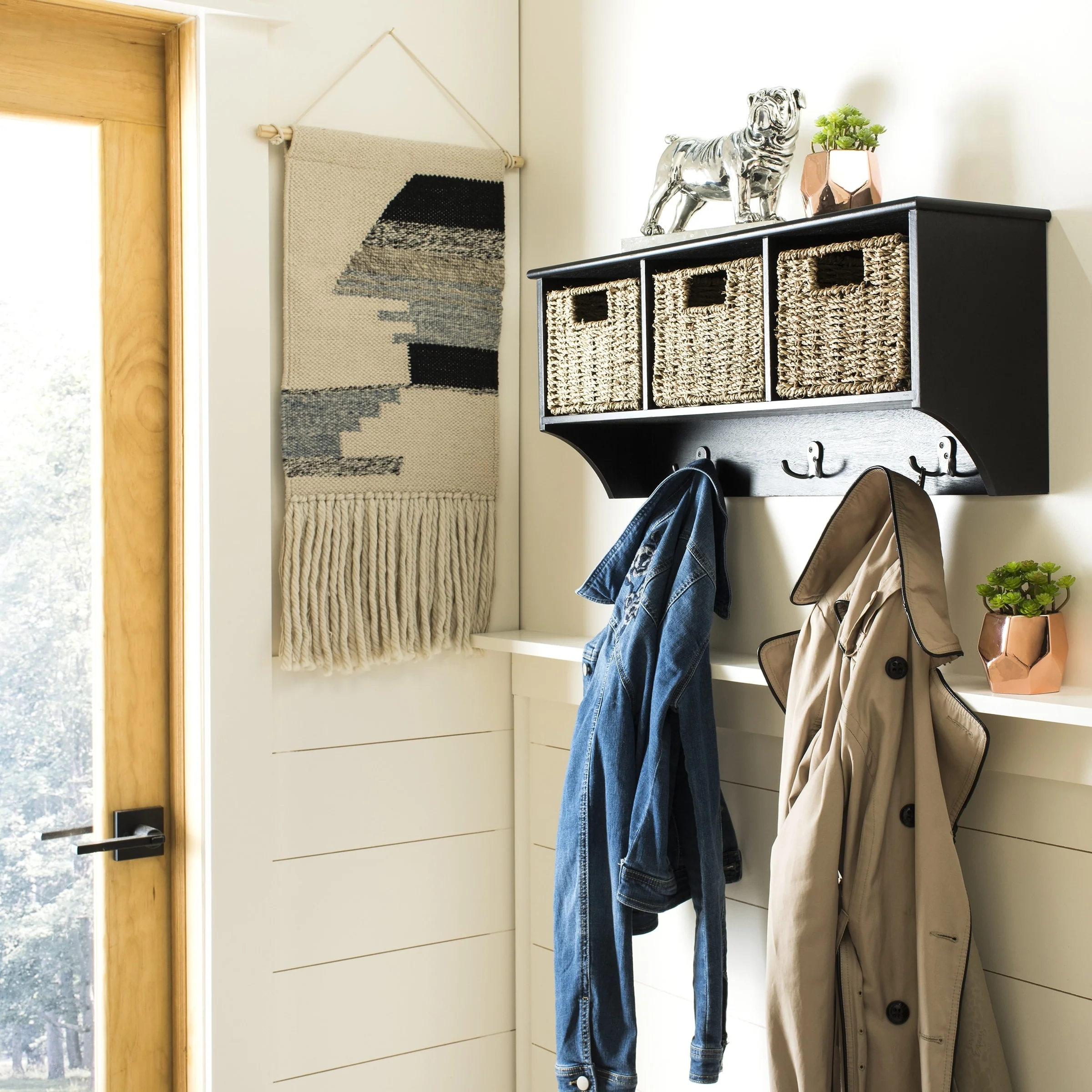 SAFAVIEH Jemina Black Hanging 3-Basket Wall Rack - 28