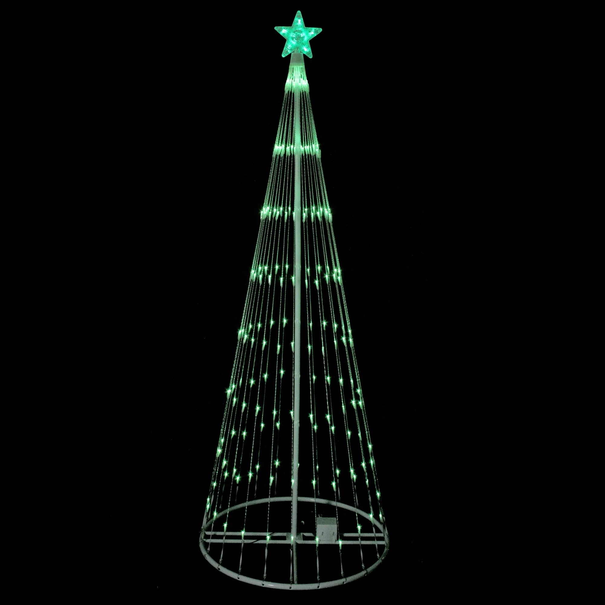 LED Lighted Show Cone Tree Outdoor Christmas Decoration - 6' - Green Lights - White