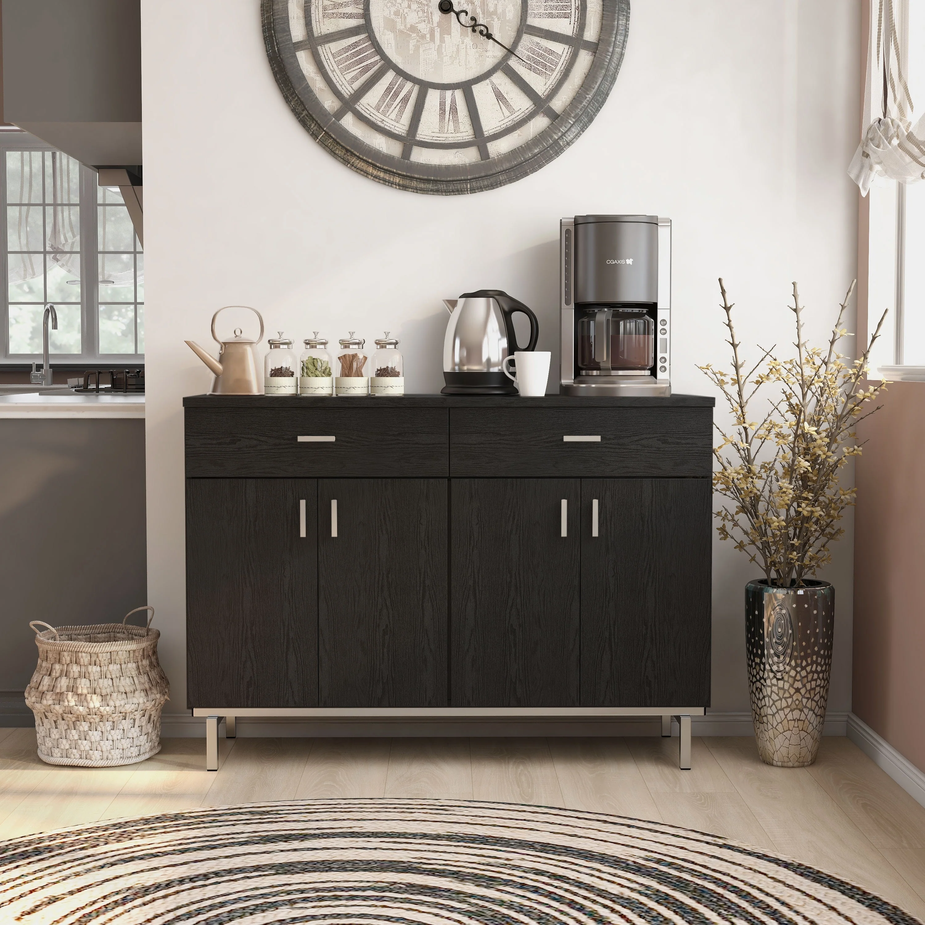 Furniture of America Mason Modern 2-drawer Closed Storage Buffet with Wine Rack
