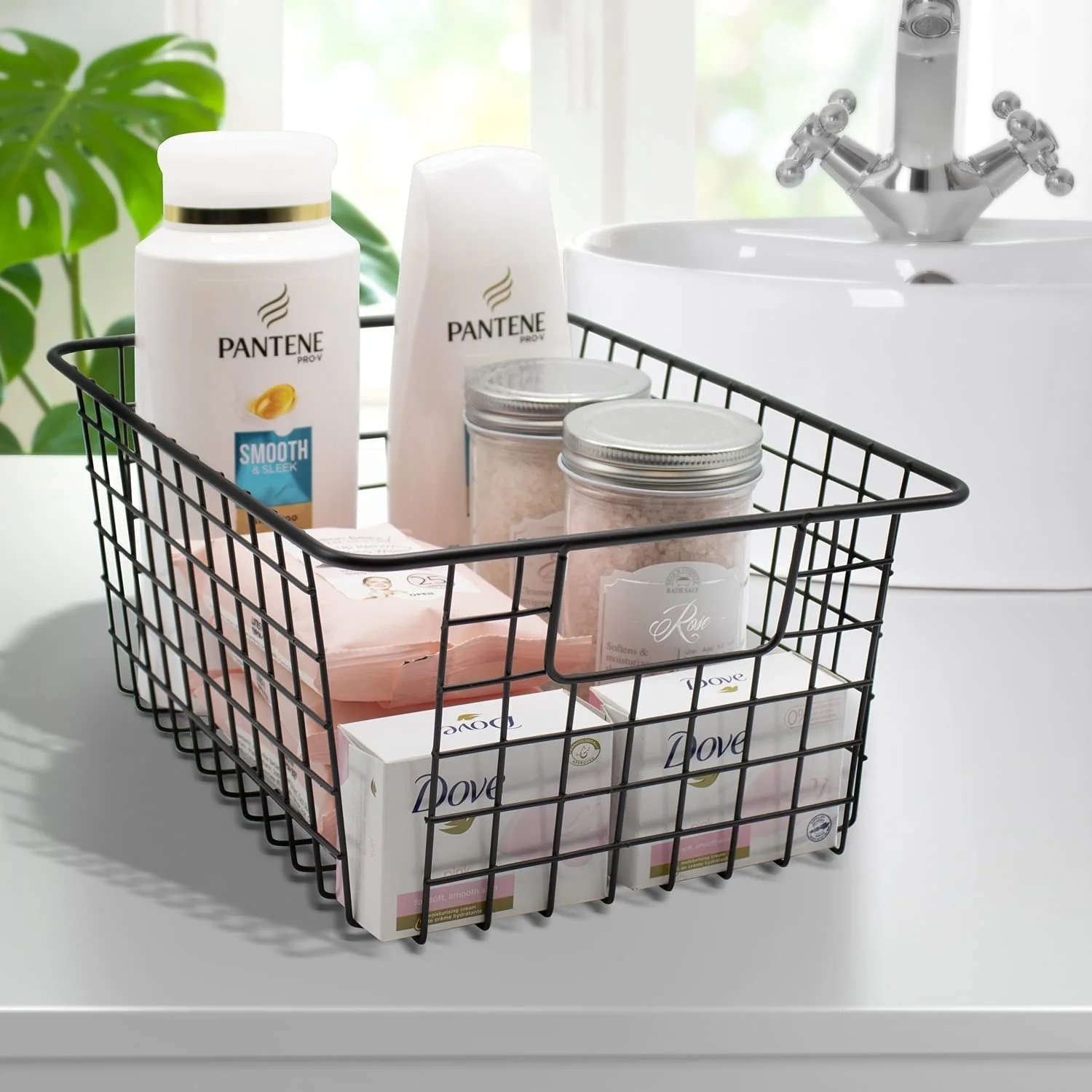 Stackable Baskets Storage Bin Metal Wire Organizers Iron (2-Pack) - 2-Pack
