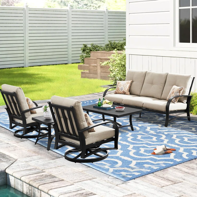 Aleston 5 - Person Outdoor Seating Group with Cushions