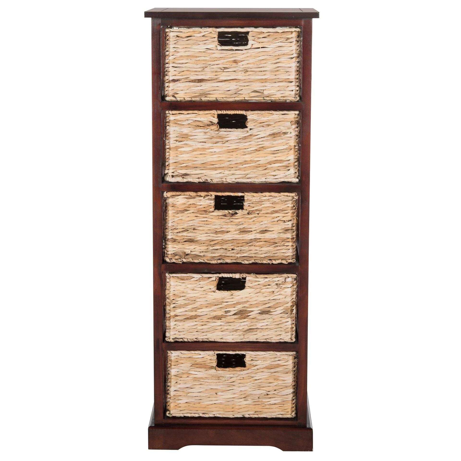 SAFAVIEH Faith Distressed Black 5-Drawer Wicker Basket Storage Tower - 17.3