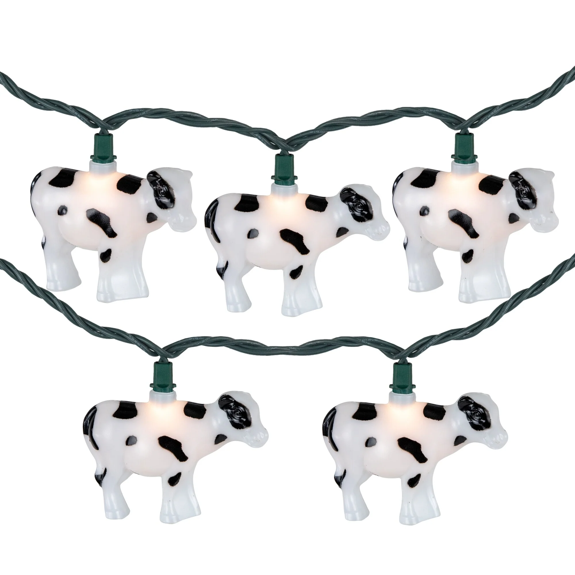 Cow Indoor Outdoor Patio Light Set - 6' - Green Wire - 10ct