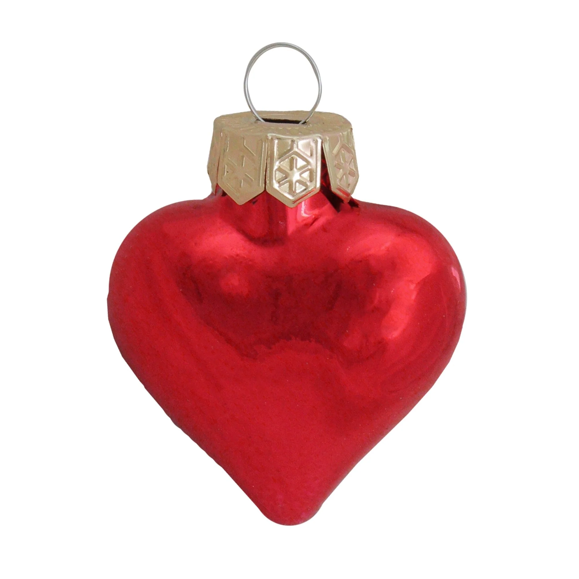 56ct Red Shiny Finish Glass Christmas Heart Ornaments - 1.75