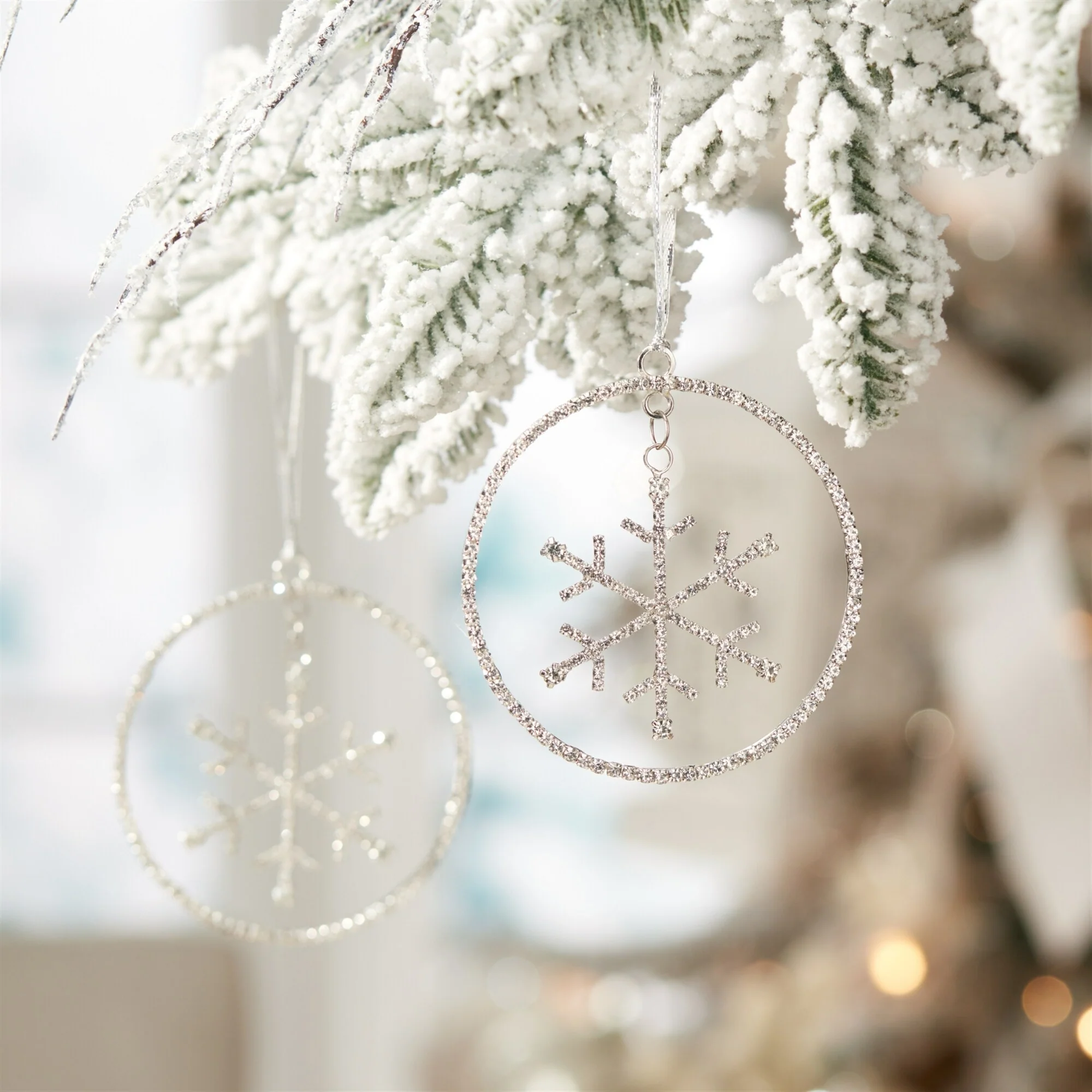 Jeweled Snowflake Disc Christmas Ornaments - 4
