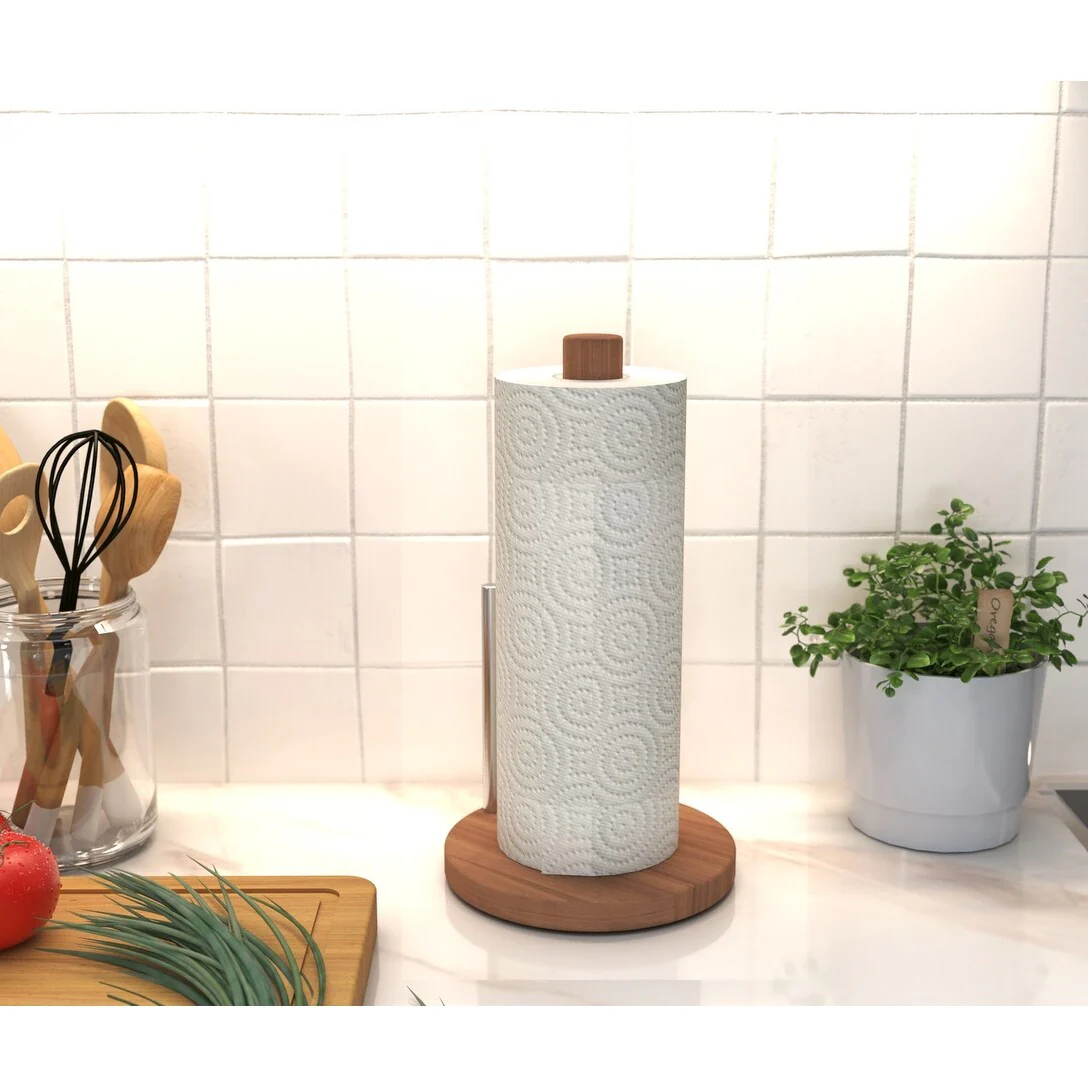 Manada Teak & Stainless Steel Paper Towel Holder