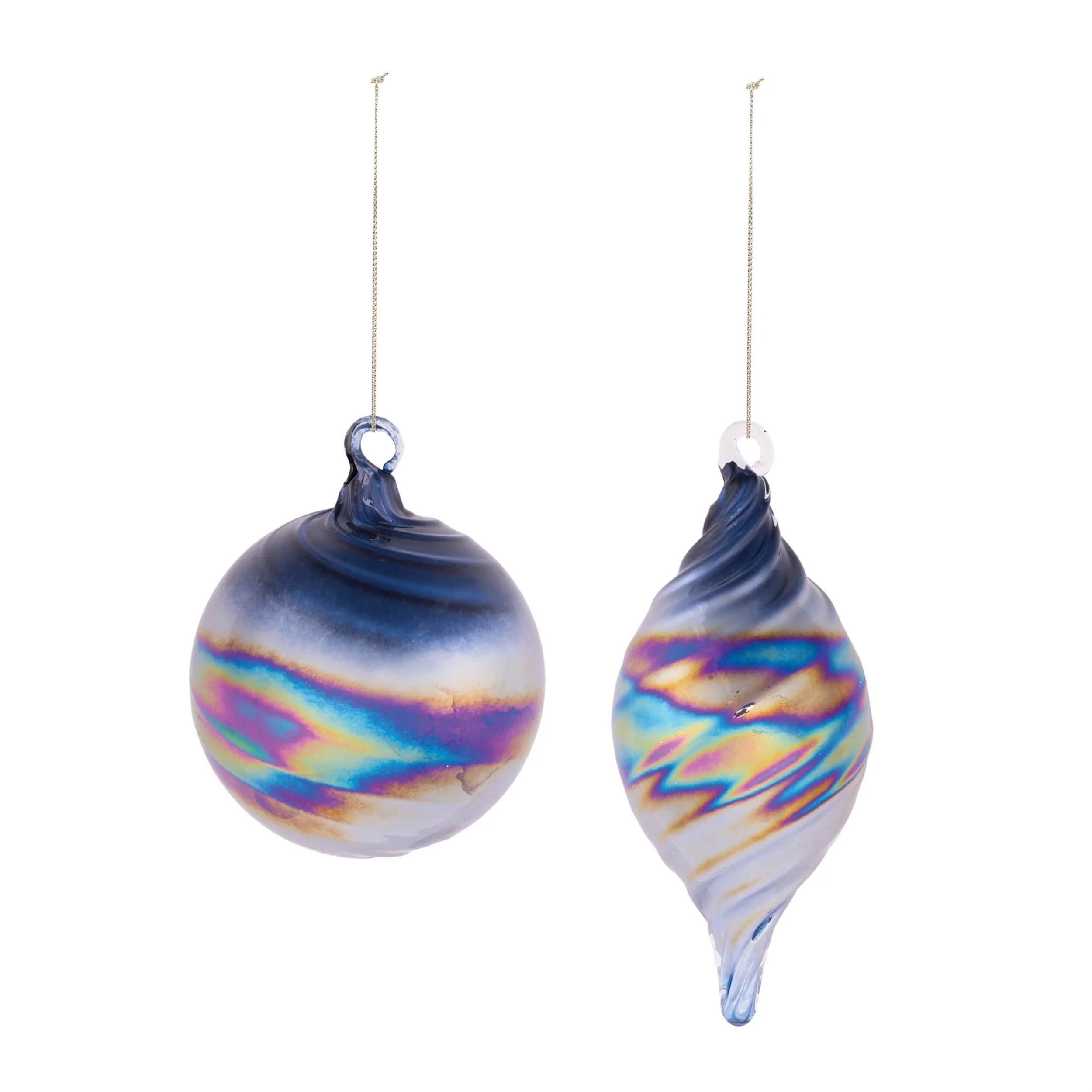 Set of 12 Iridescent Glass Ornaments for Christmas Tree - 3.25
