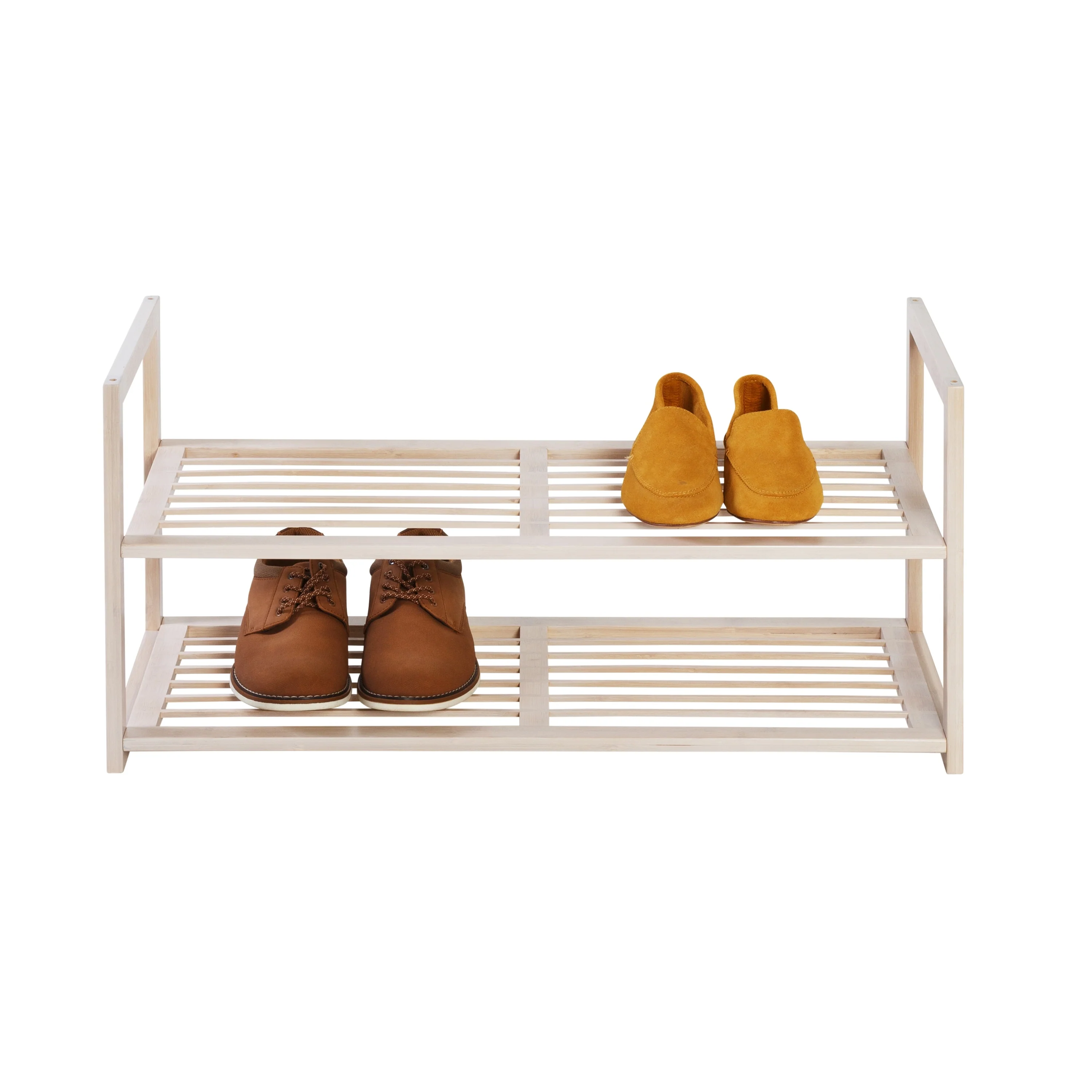 Honey-Can-Do White Wash 2-Tier Stackable 6-Pair Shoe Rack