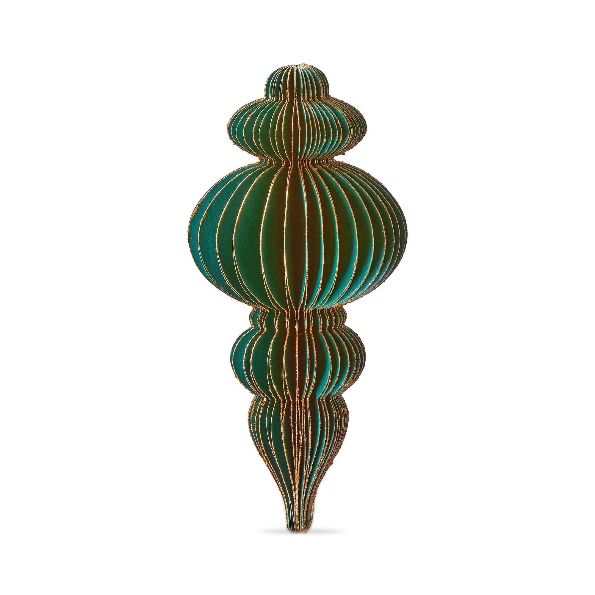 Glimmer Paper Finial Decor Tall Green