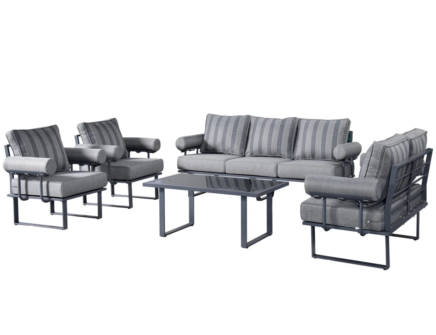 Ovios Patio Conversation Set 7-Person Seating with Table, Aluminum Frame, 5'' Cushion