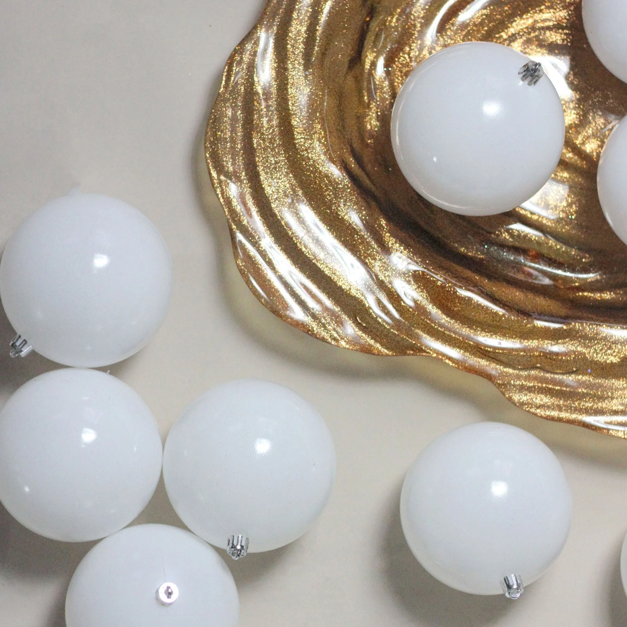 12ct Winter White Shatterproof Shiny Christmas Ball Ornaments 4