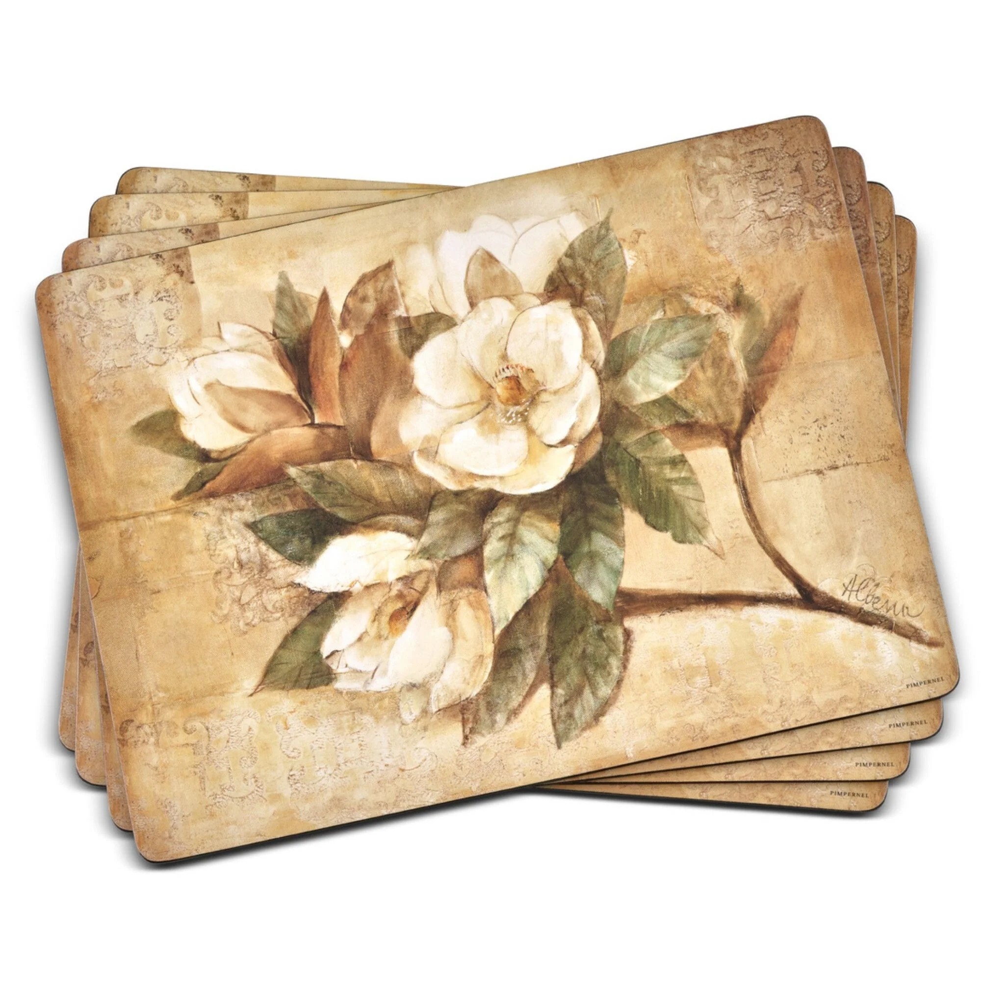 Pimpernel Set of 4 Sugar Magnolia Placemats - 15.7 inches x 11.7 each