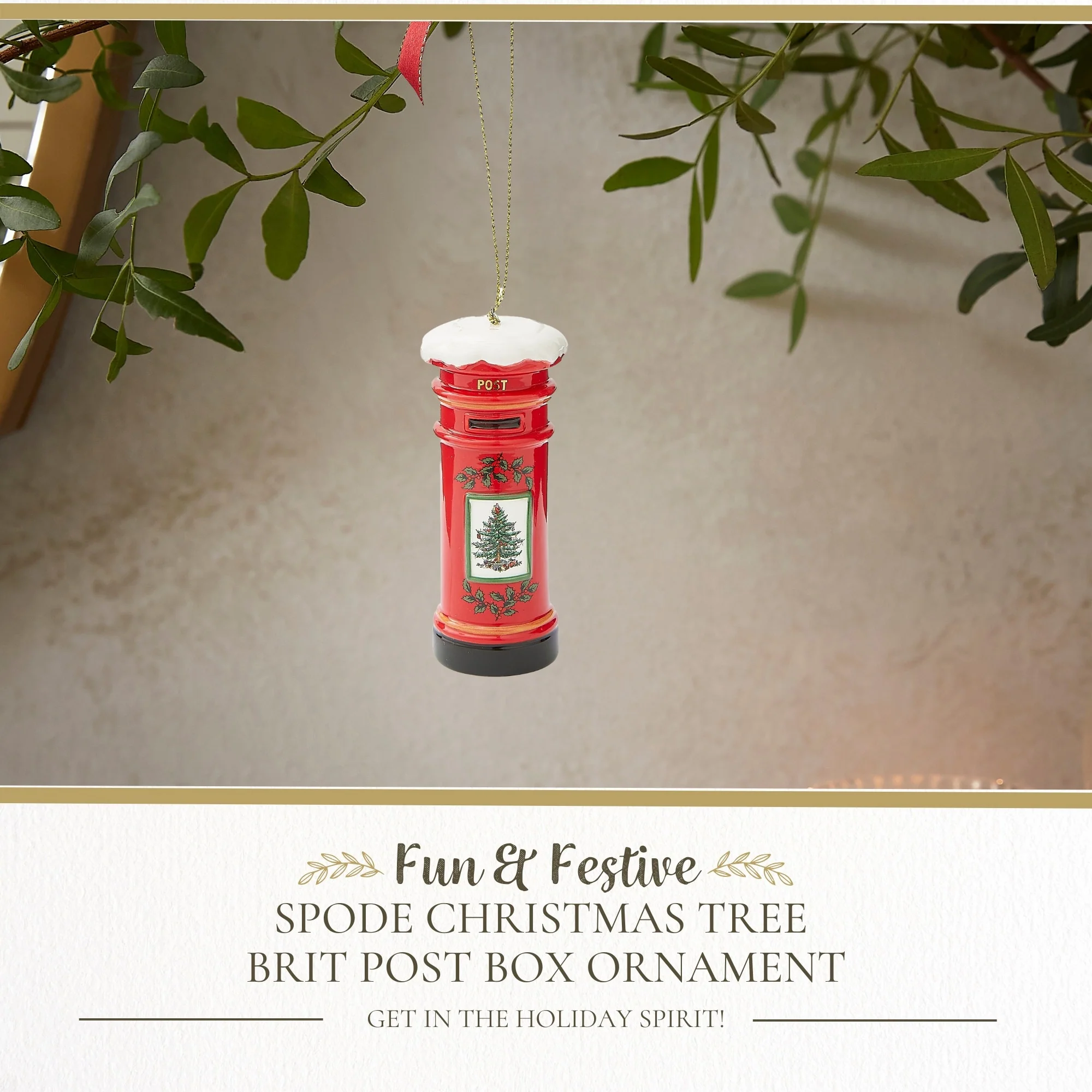 Spode Tree Brit Post Box Ornament