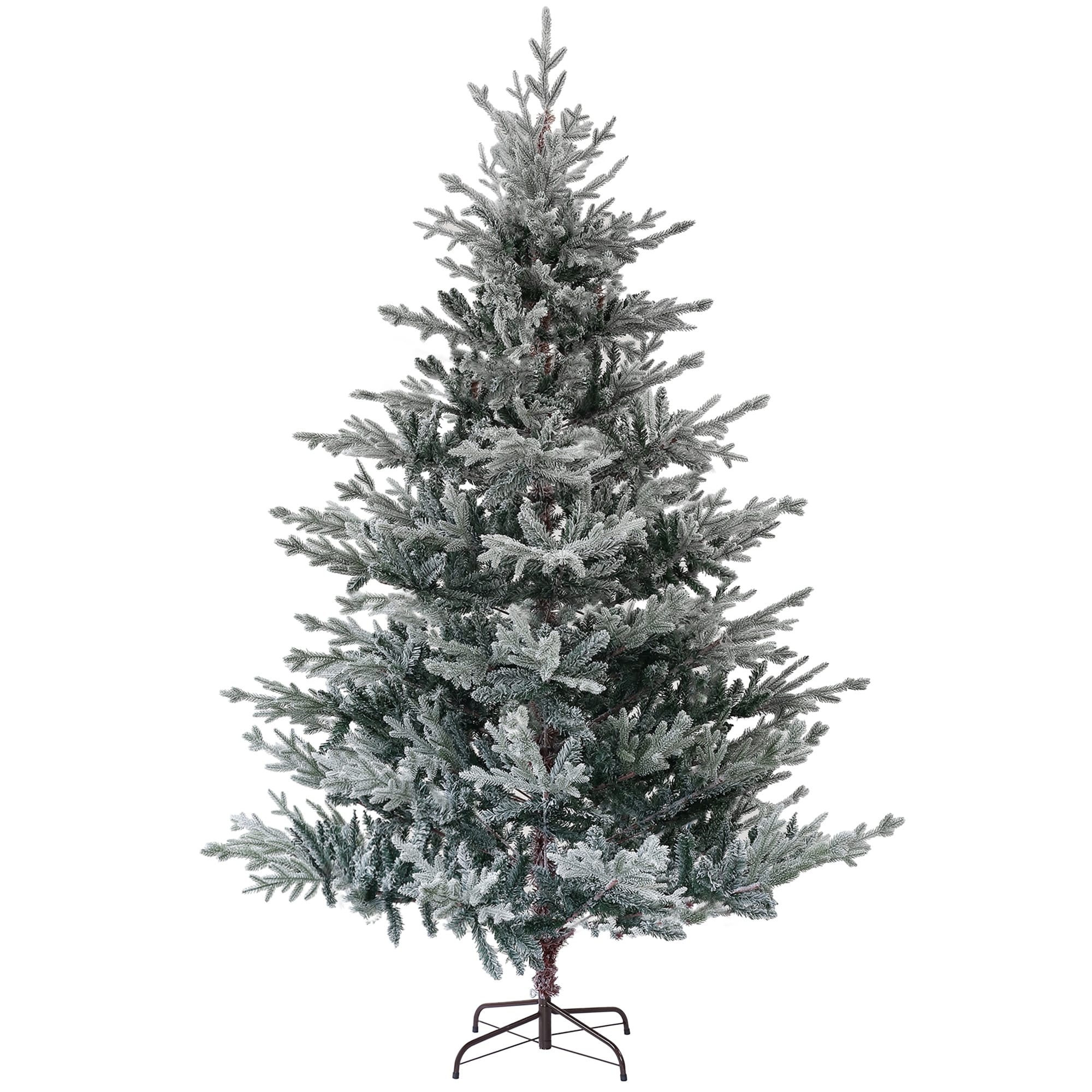 7.5ft Snow Flocked Nordic Pine Christmas Tree, Easy Assembly Hinged Design with Flame Retardant Branches