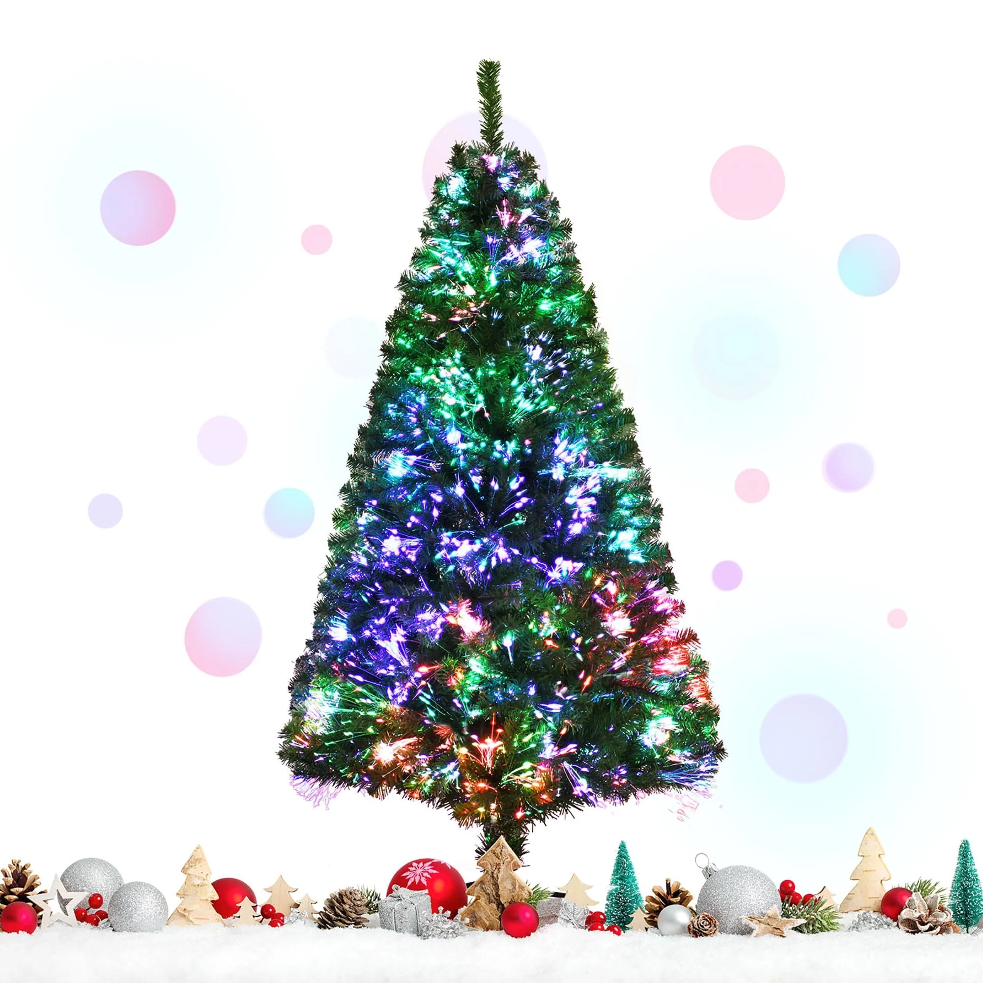 Fiber Optic Artificial Christmas Tree Pre lit Spruce Tree