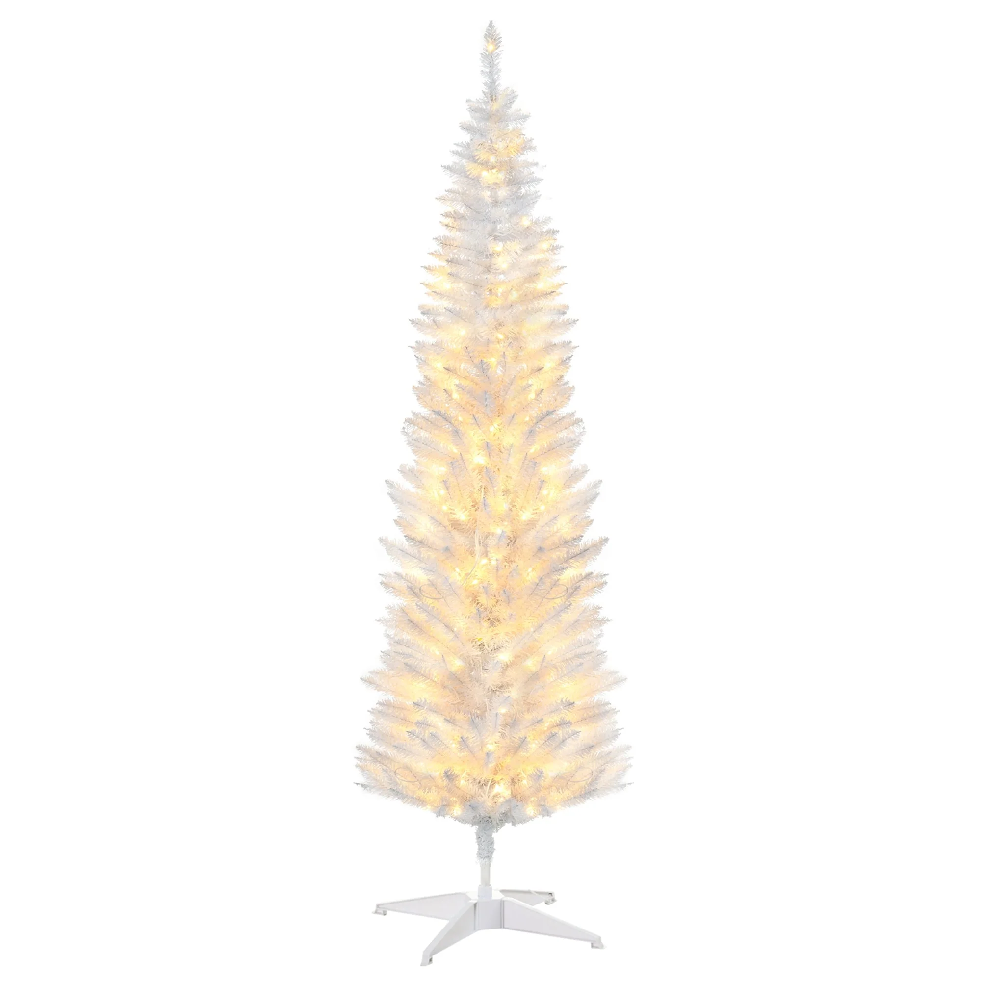 5' Slim Noble Fir Artificial Christmas Tree with 294 Tips, Pre-Lit with 110 Warm White LED Lights
