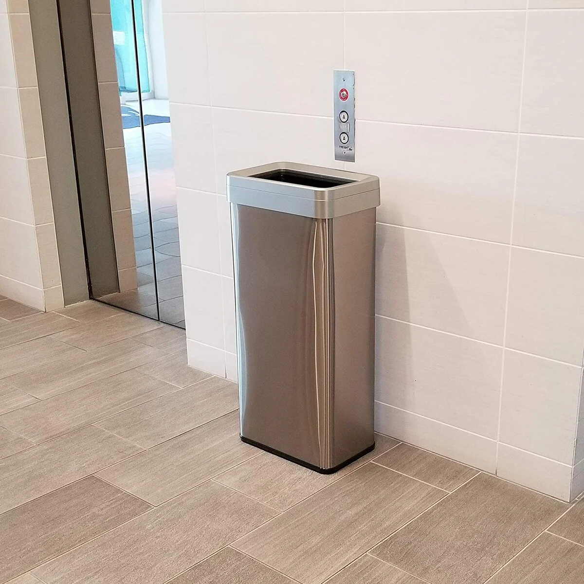 iTouchless 21 Gal Stainless Steel Rectangular Open Top Trash Can