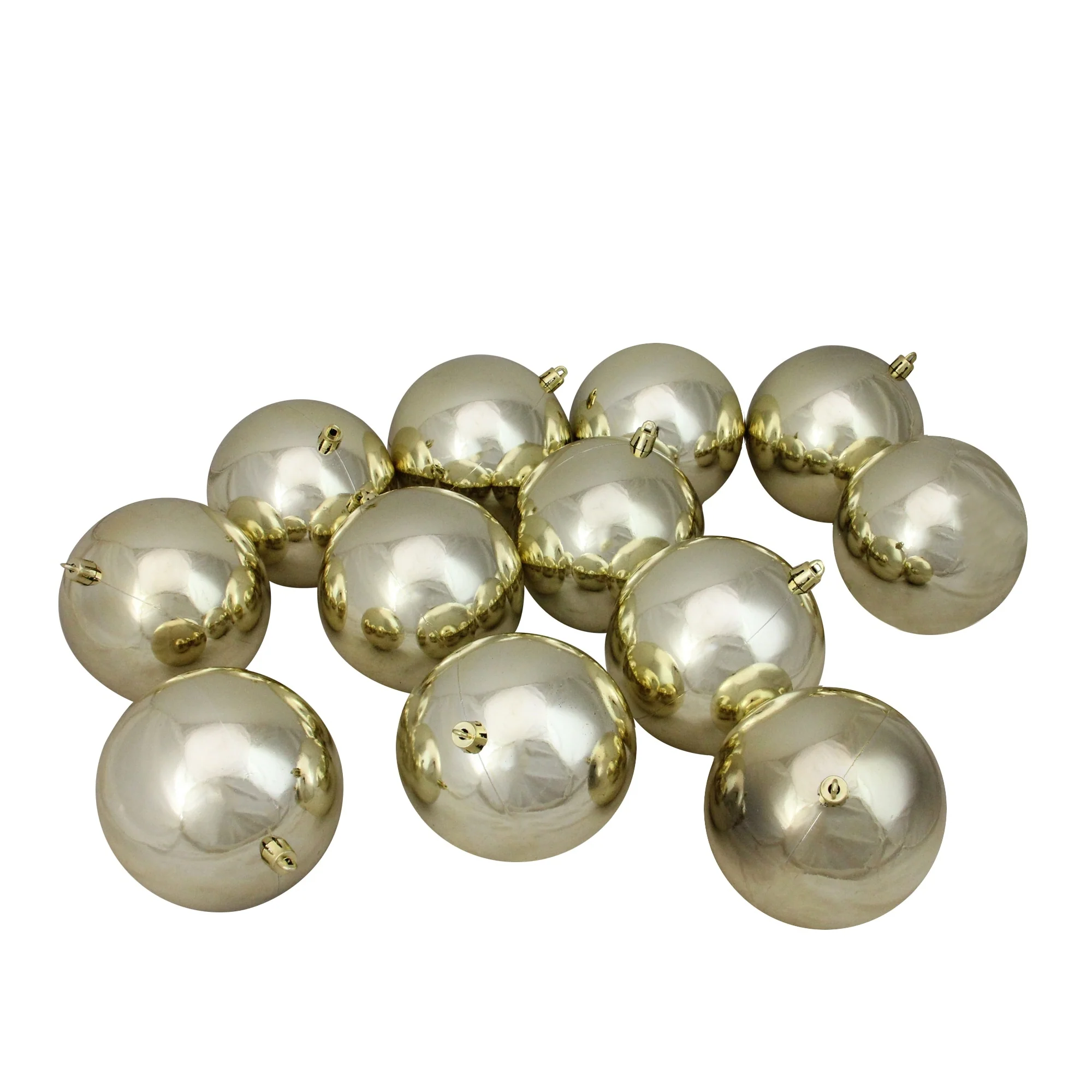 12ct Champagne Gold Shatterproof Shiny Christmas Ball Ornaments 4