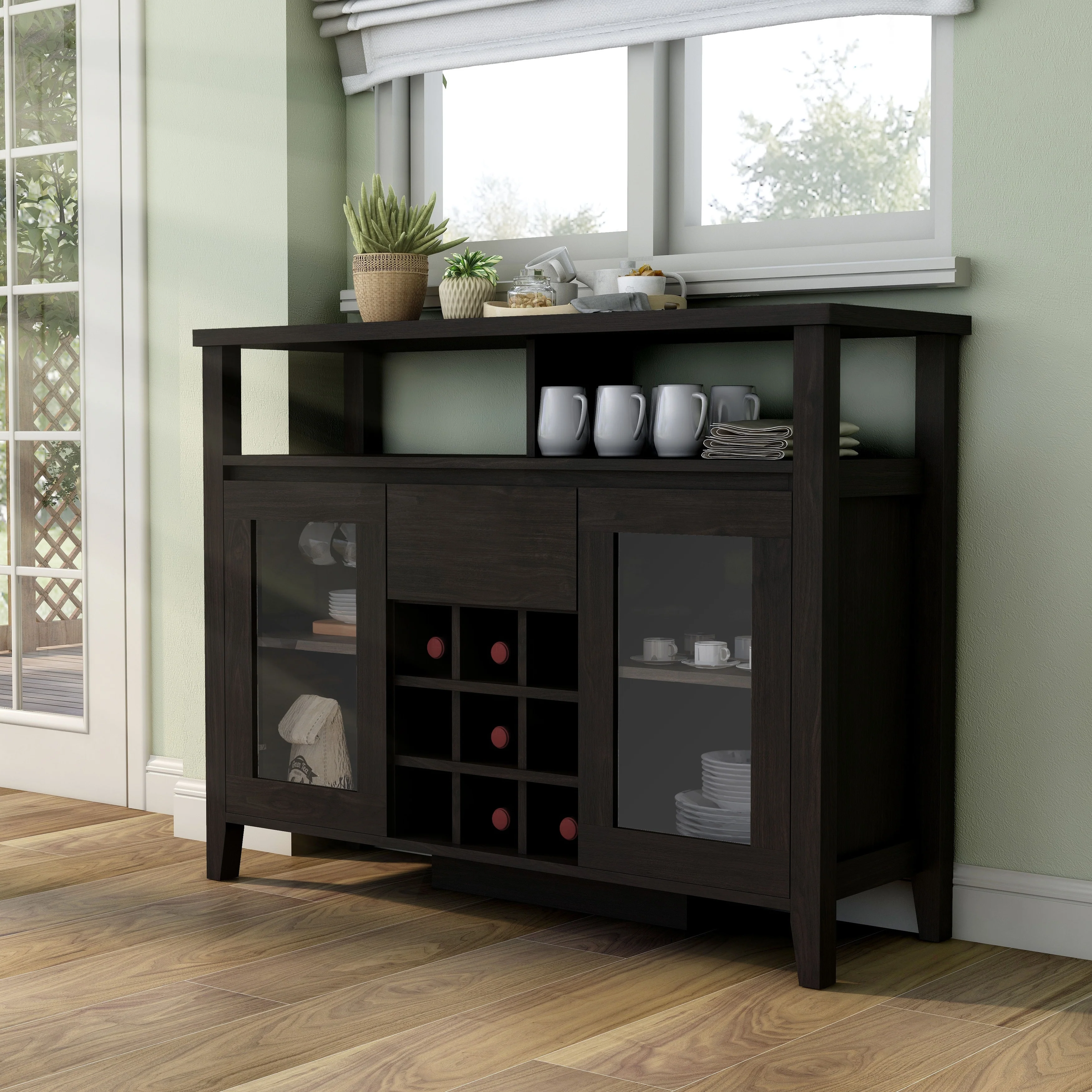 DH BASIC Transitional Espresso 9-bottle Storage Buffet by Denhour