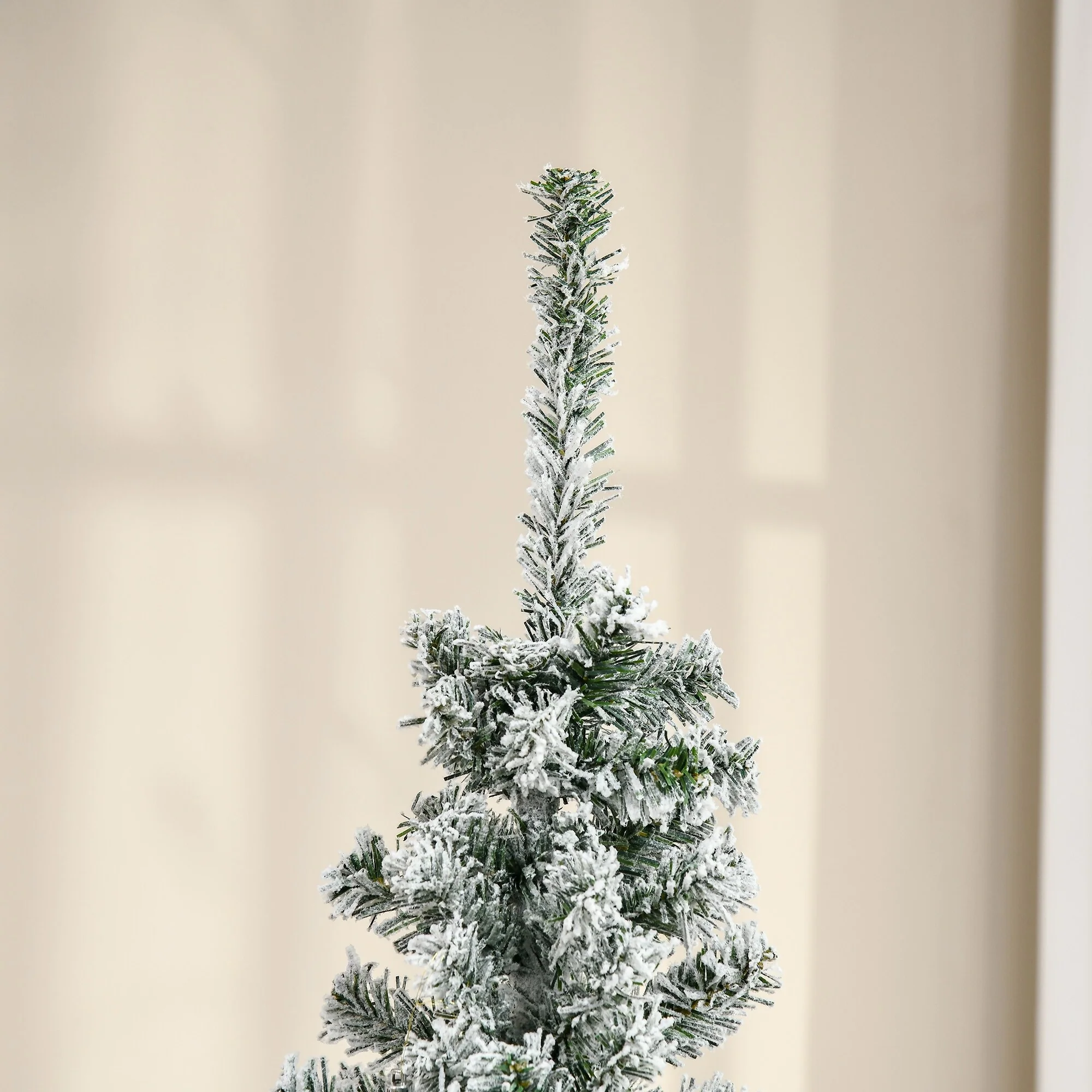 6ft Slim Unlit Snow-Flocked Artificial Christmas Tree by HOMCOM with 492 Branch Tips & Metal Stand
