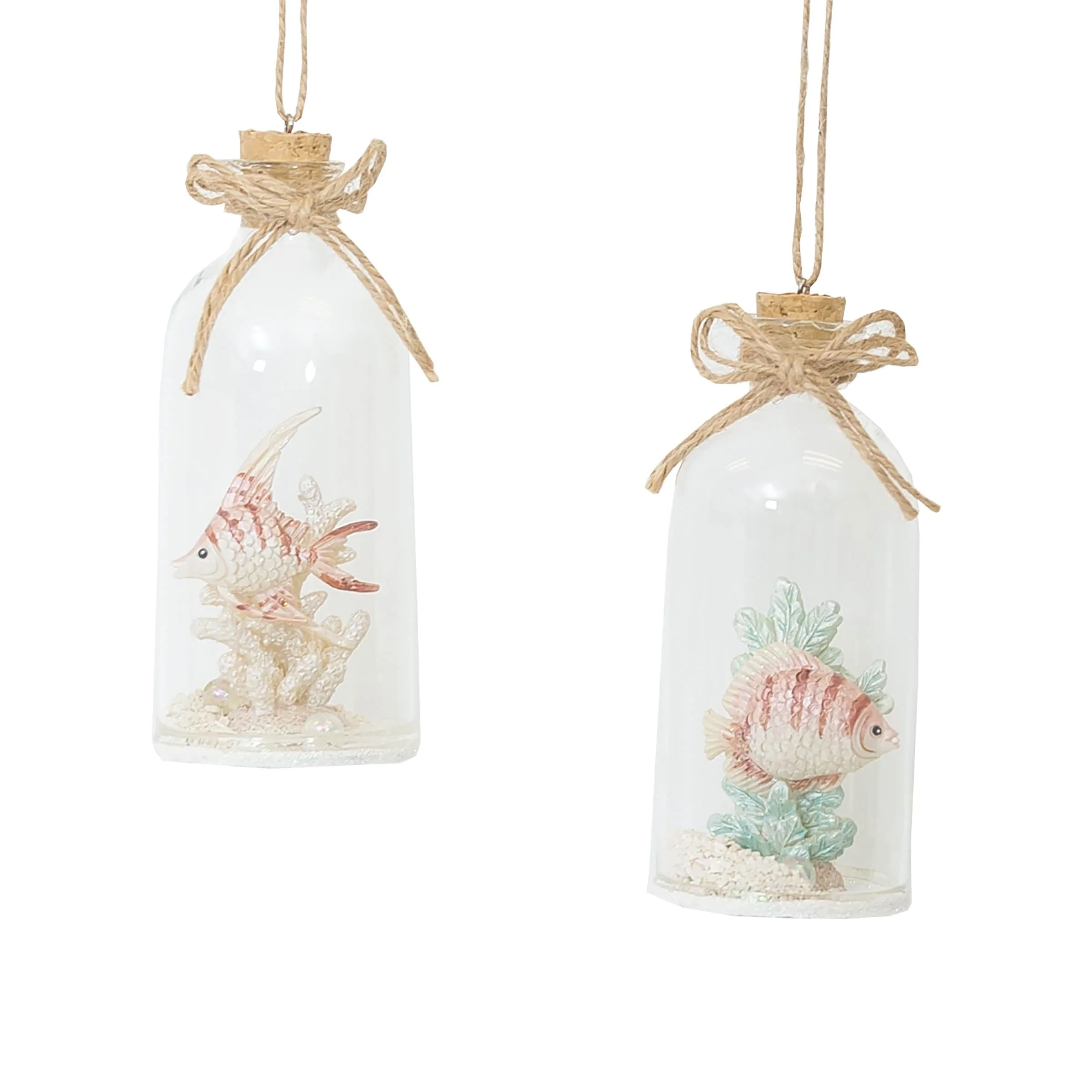 Sea Life in a Bottle Christmas Xmas Ornament Set of 2 - Set of 2