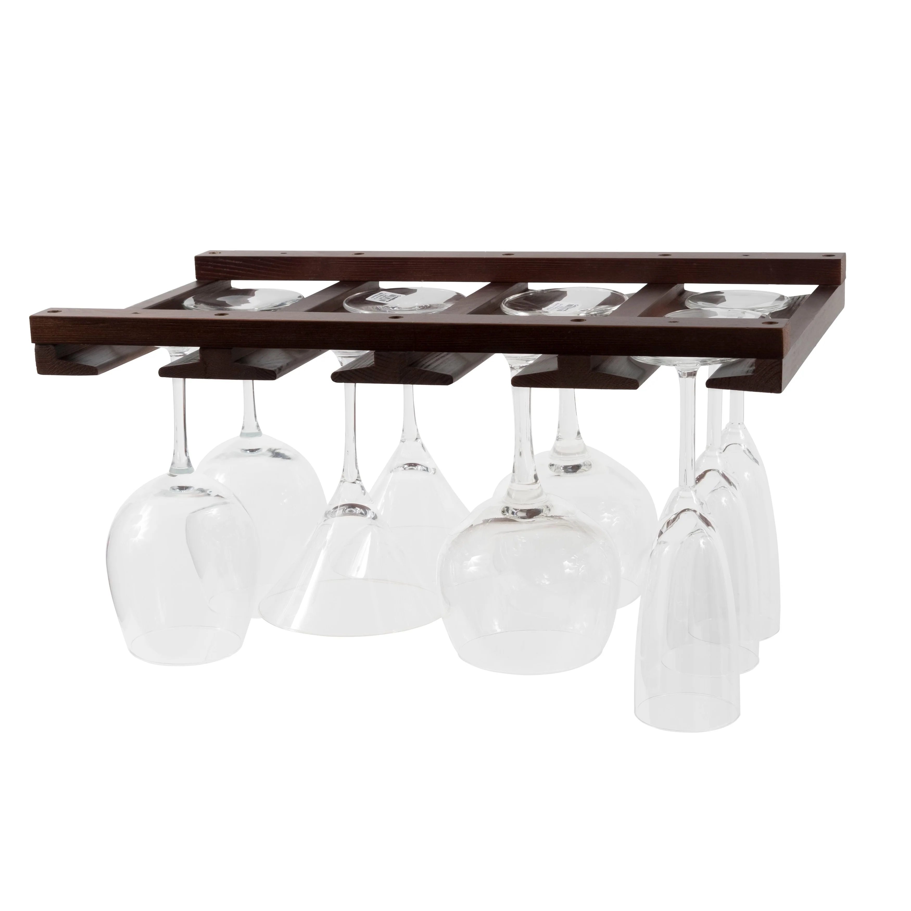 Rustic State Under Cabinet Wooden Stemware Rack Holder 17