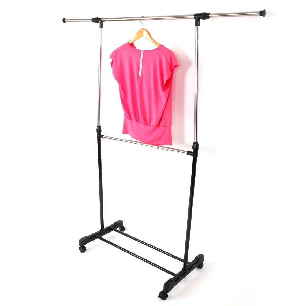 Single-bar Horizontal-stretching Stand Clothes Rack Black