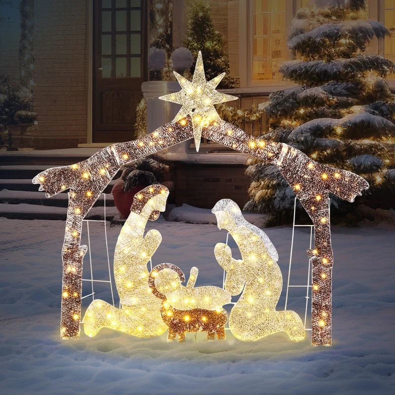 6ft 190LED Lights Nativity Scene Garden Jesus Decoration