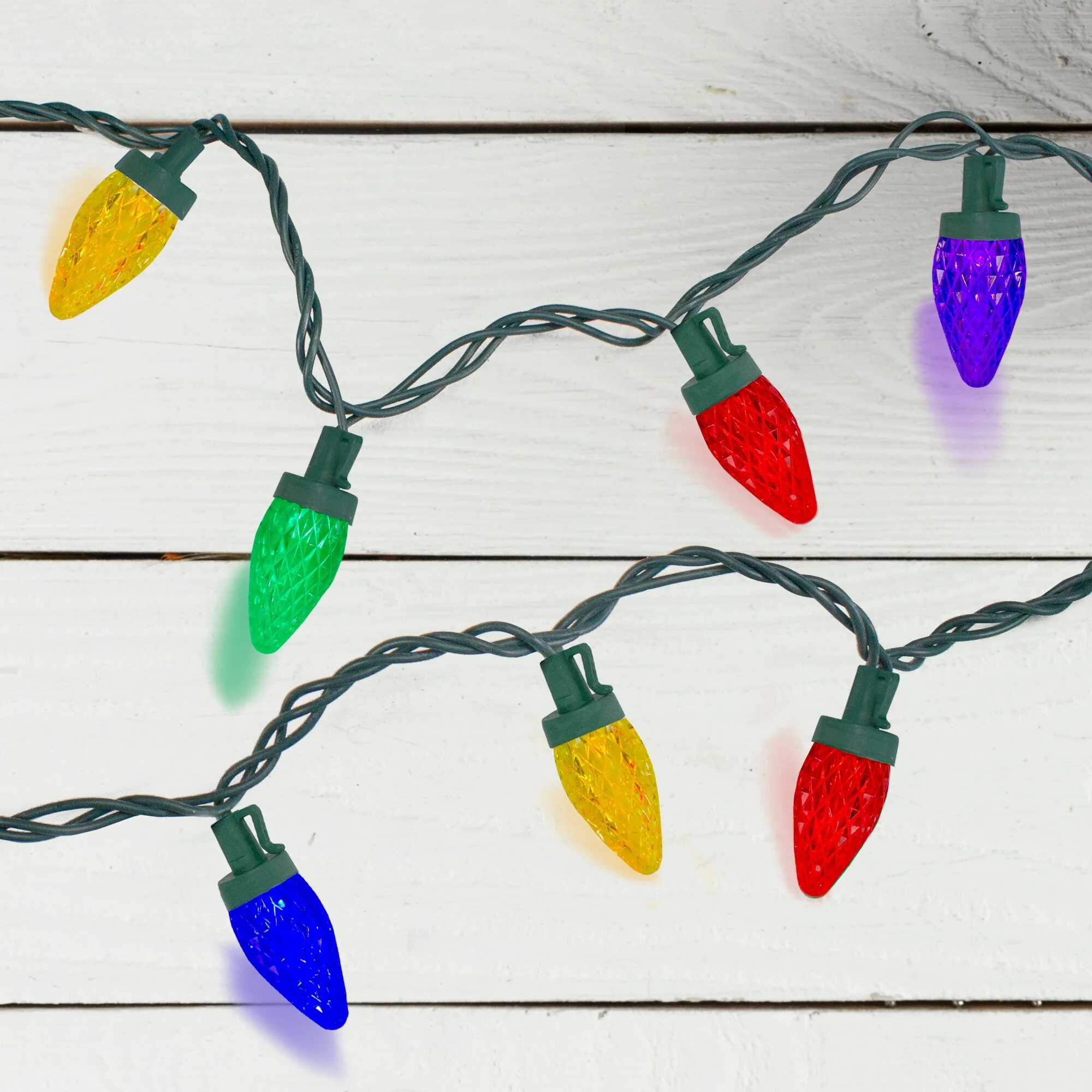 50 Count Multi-Color LED C7 Christmas Lights 20.25 ft Green Wire