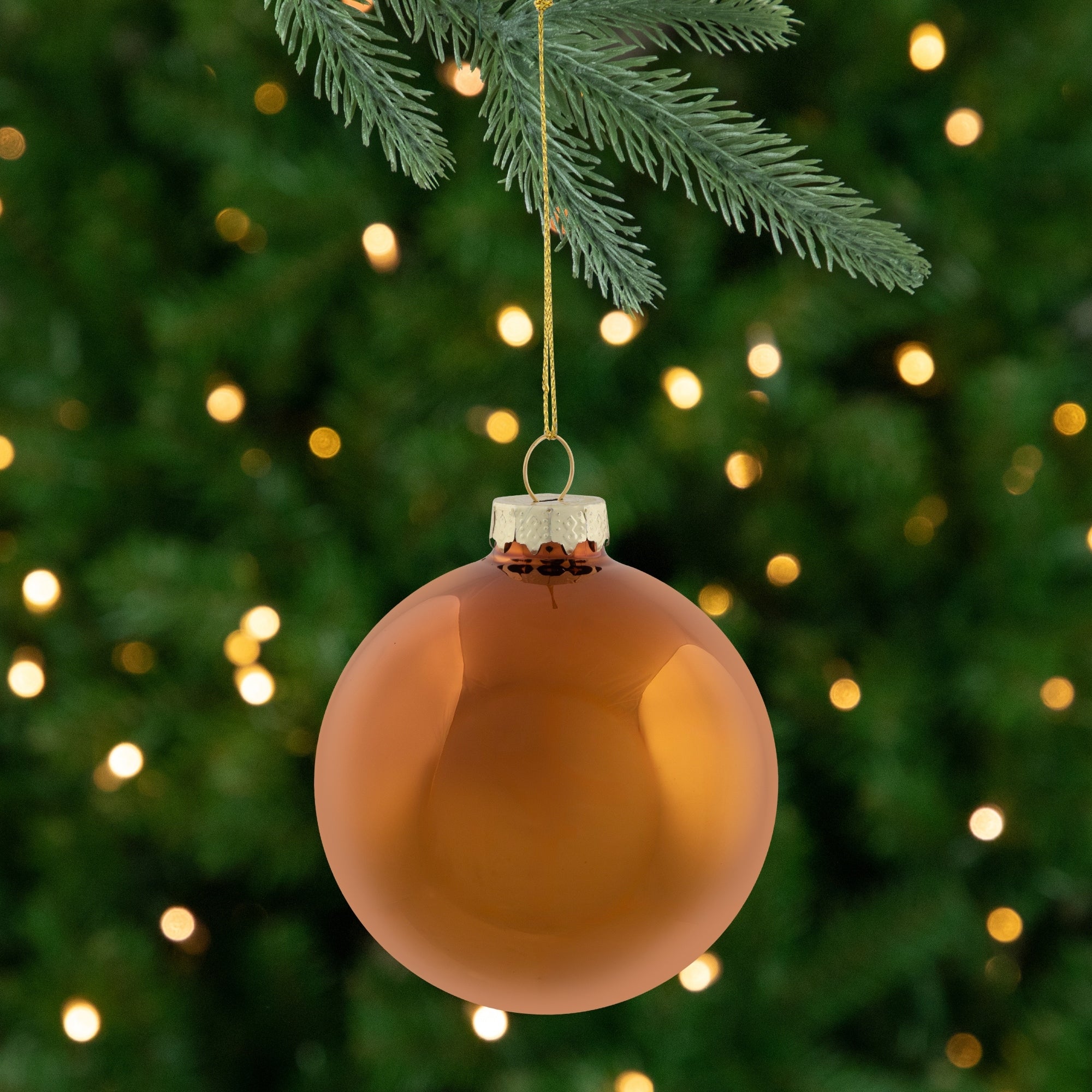 6ct Bronze Amber Glass 2-Finish Christmas Ball Ornaments 3.25