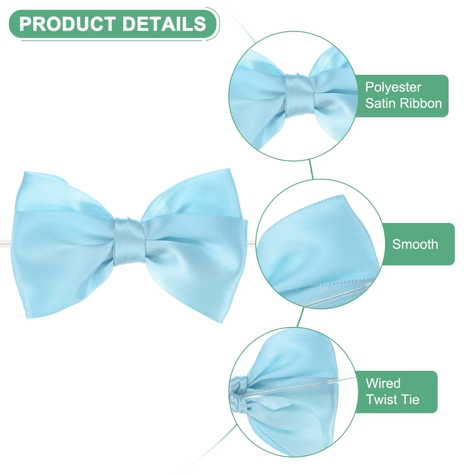36-Pack Satin Ribbon Twist Tie Bows 3x3.6