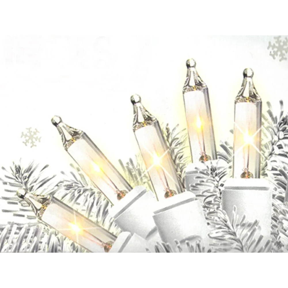 Set of 50 Shimmering Clear Mini Christmas Lights - White Wire