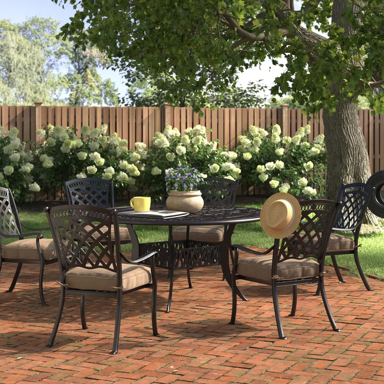 Wildermuth 6 - Person Round Outdoor Dining Set with Cushions